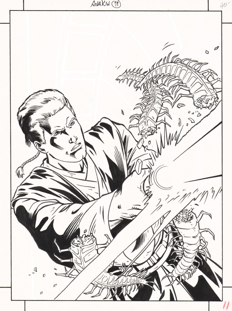 Star Wars Attack Of The Clones Coloring Book Art P 11 Anakin Lightsaber Action By Unknown Artist 