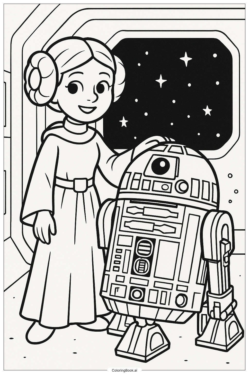 Star Wars Princess Leia And R2 D2 Coloring Page Free PDF PNG Printable Star Wars Princess Leia And R2 D2 Coloring Page Free PDF PNG Printable