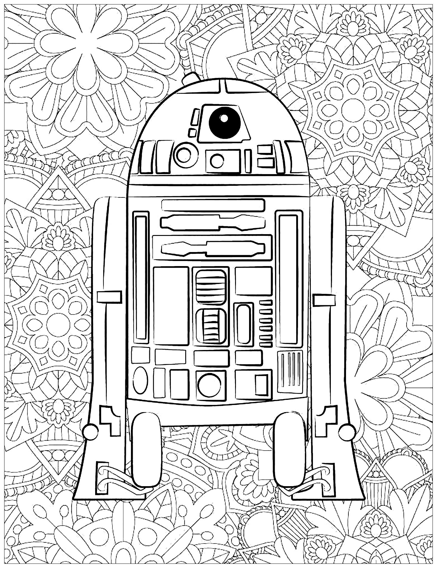 Star Wars R2D2 And Complex Background Star Wars Coloring Pages