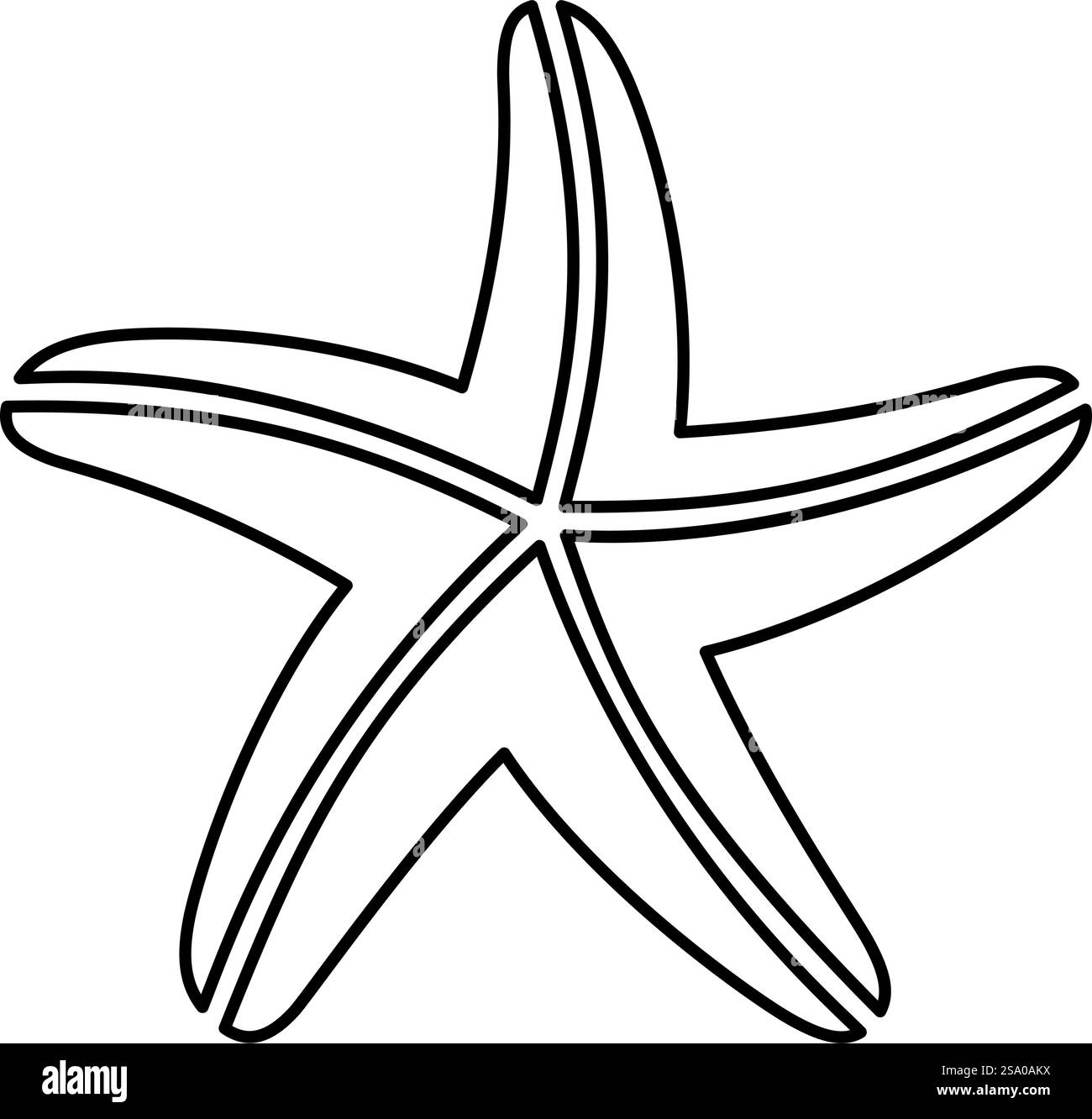 Starfish Sea Star Contour Outline Line Icon Black Color Vector Illustration Image Thin Flat Style Simple 
