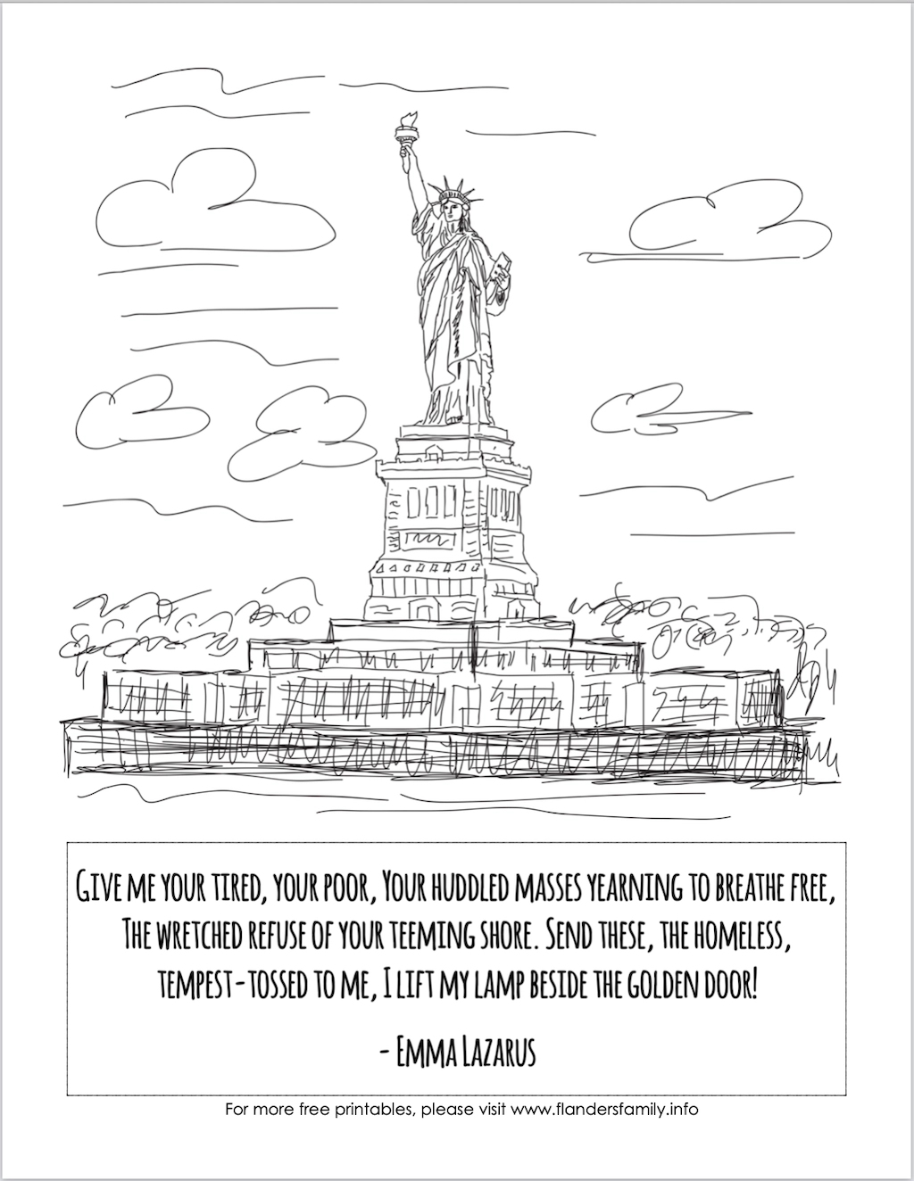 Statue Of Liberty Coloring Page Flanders Family Home Life