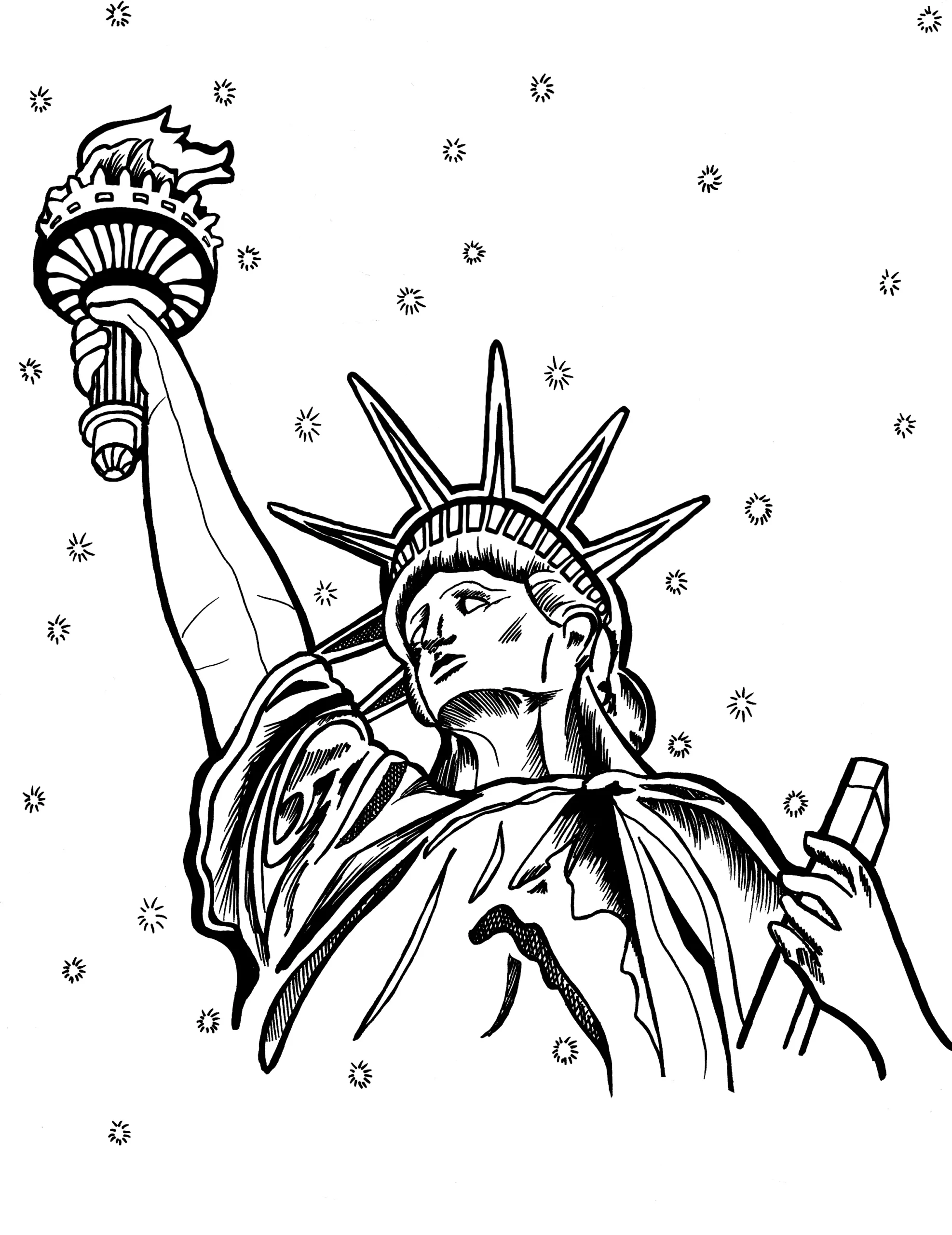 Statue Of Liberty New York Free Coloring Page You Color