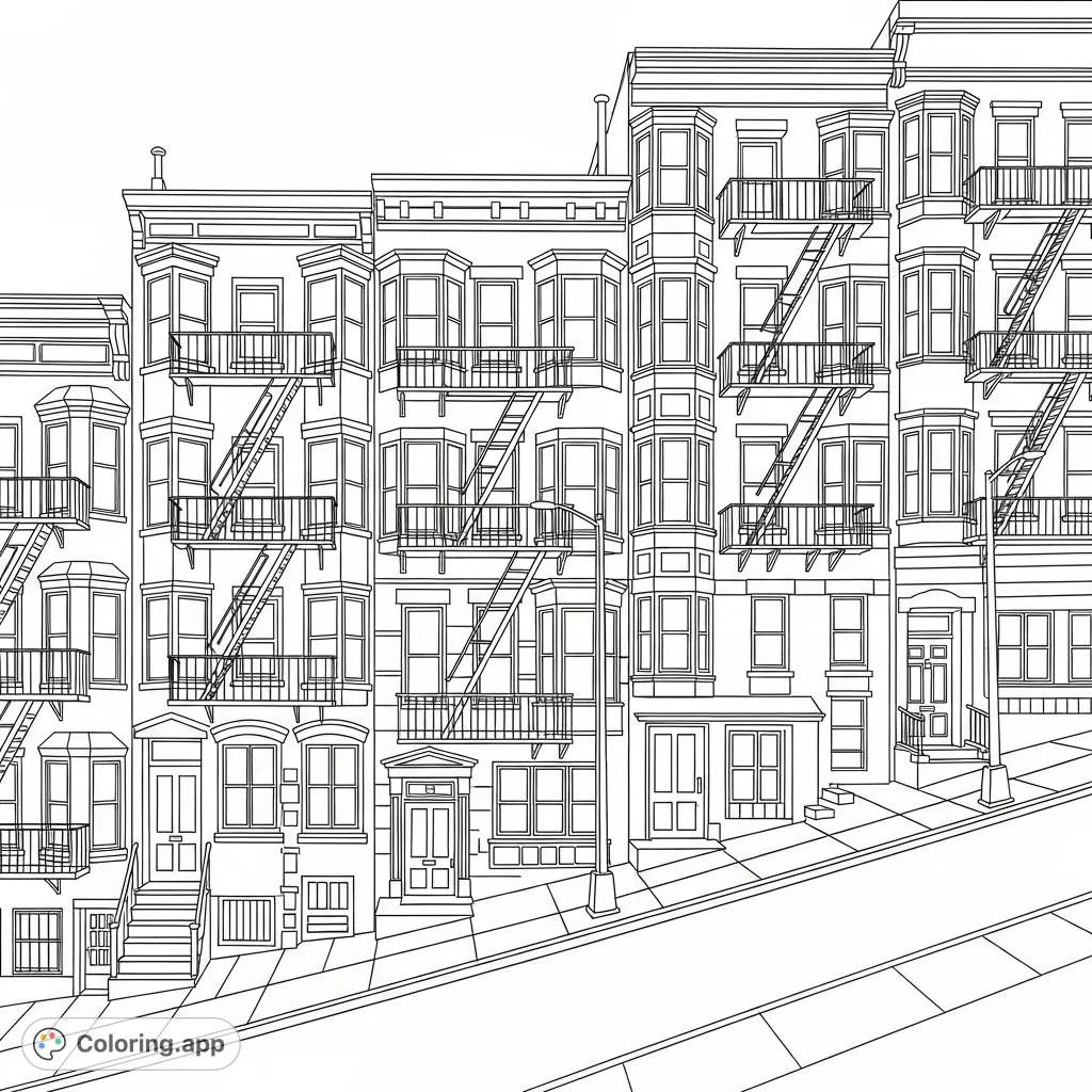 city buildings to color printouts