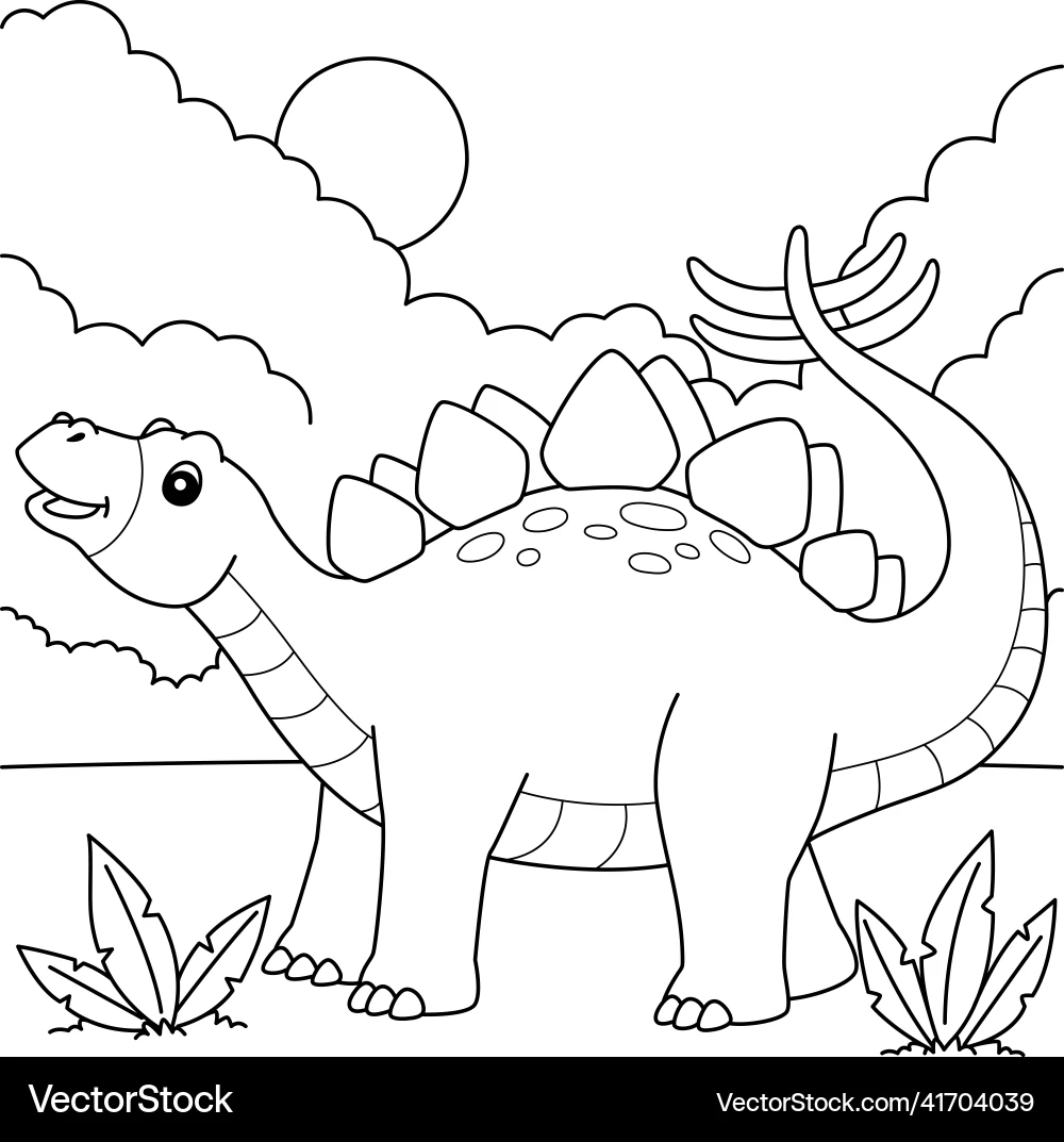 Stegosaurus Coloring Page For Kids Royalty Free Vector VectorStock