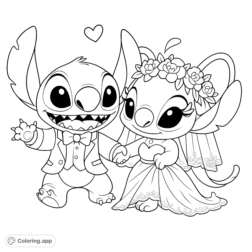 Stitch And Angel Wedding Day Coloring app Stitch And Angel Wedding Day Coloring app