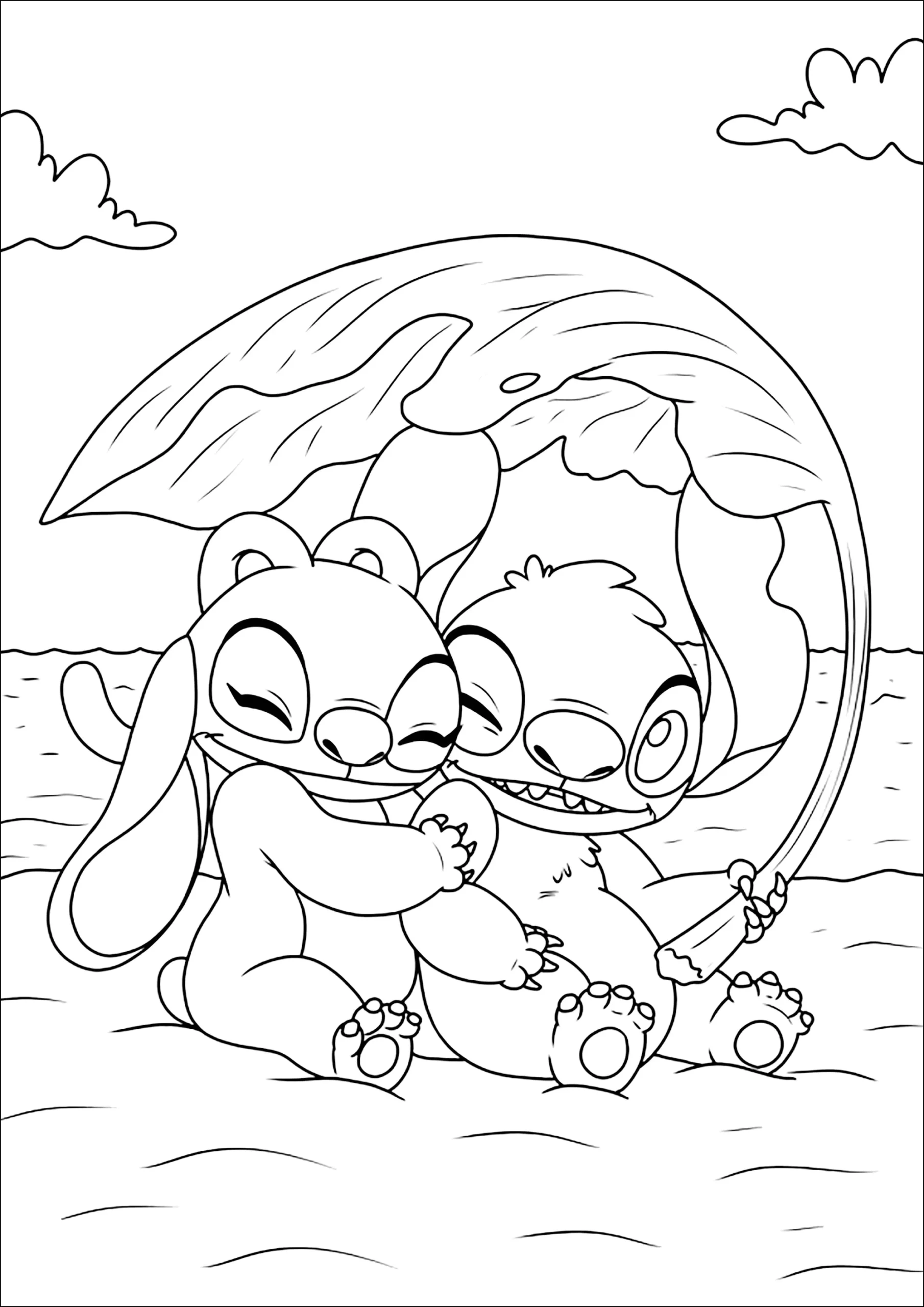 Stitch And His Girlfriend Angel At The Beach Lilo And Stitch Coloring Pages Stitch And His Girlfriend Angel At The Beach Lilo And Stitch Coloring Pages