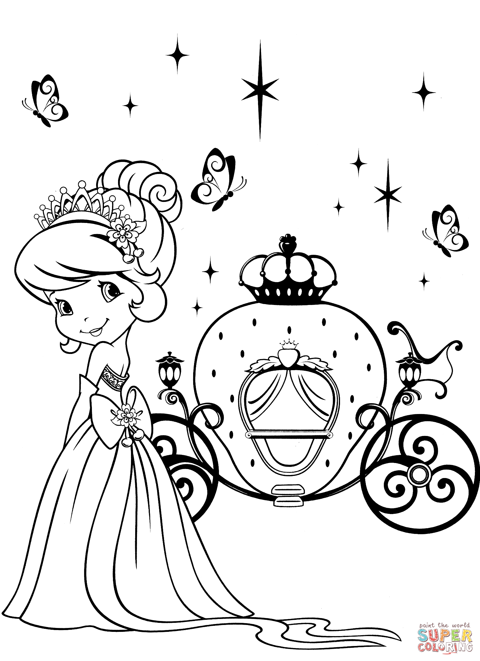 Strawberry Shortcake And Magical Carriage Coloring Page Free Printable