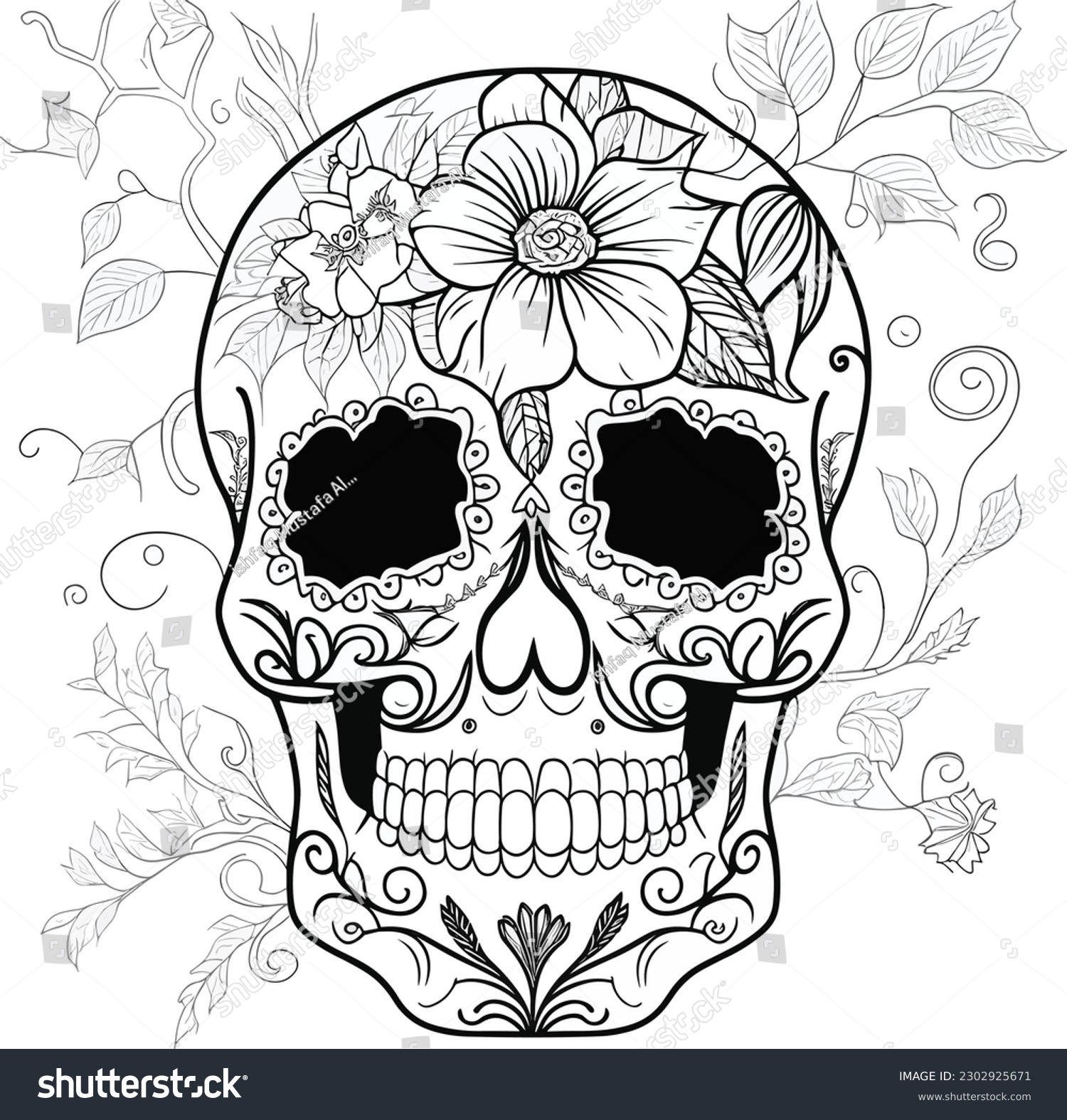 Sugar Skull Coloring Pages Adults Stock Vector Royalty Free 2302925671 Shutterstock Sugar Skull Coloring Pages Adults Stock Vector Royalty Free 2302925671 Shutterstock