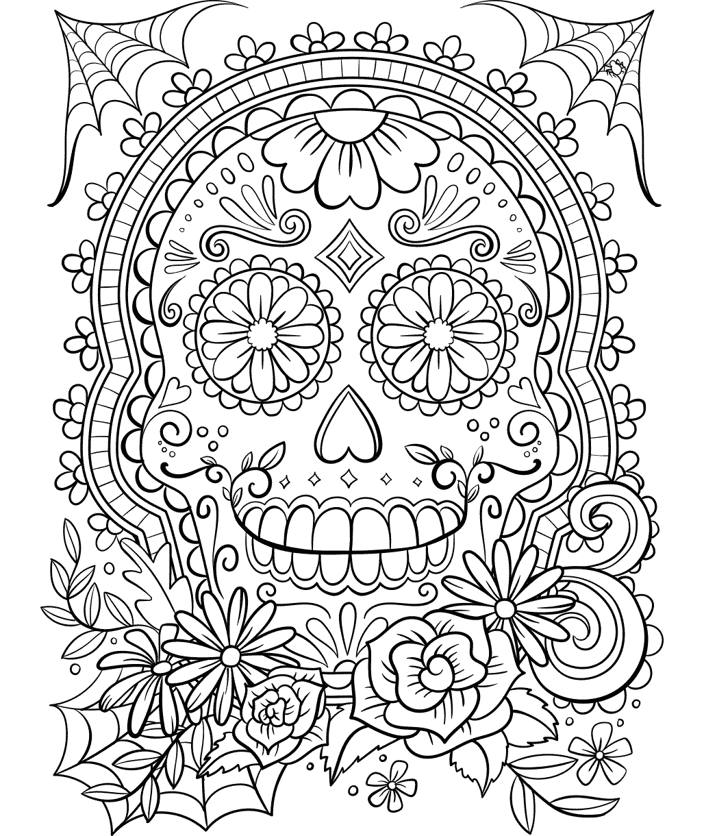 Sugar Skull Free Coloring Page Sugar Skull Free Coloring Page
