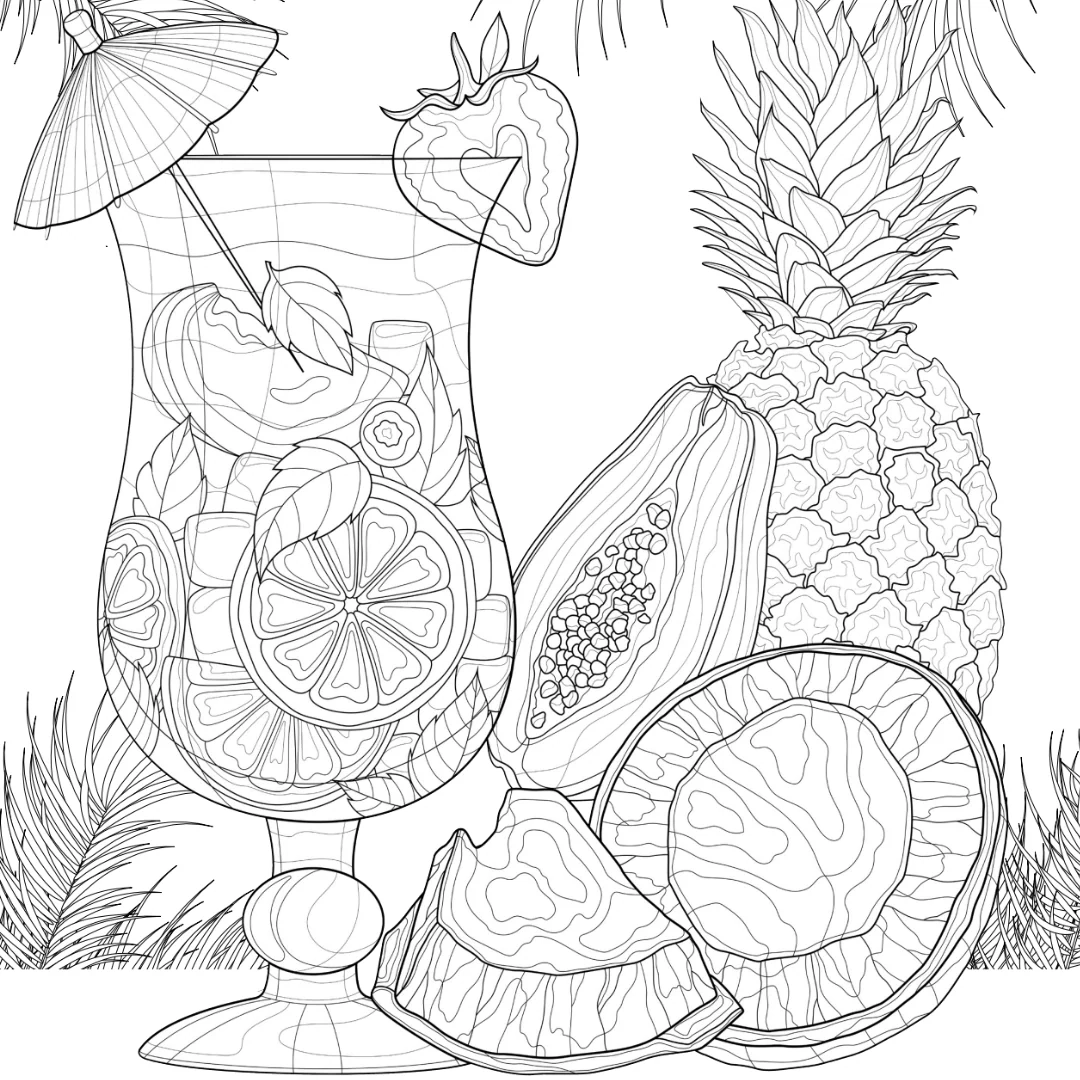 Summer Cocktail Colouring Page Castle Arts