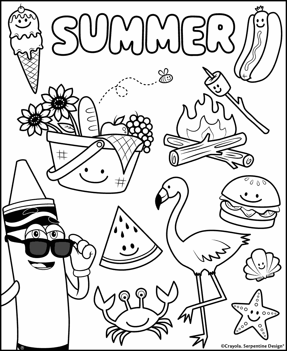 summer printable colouring pages