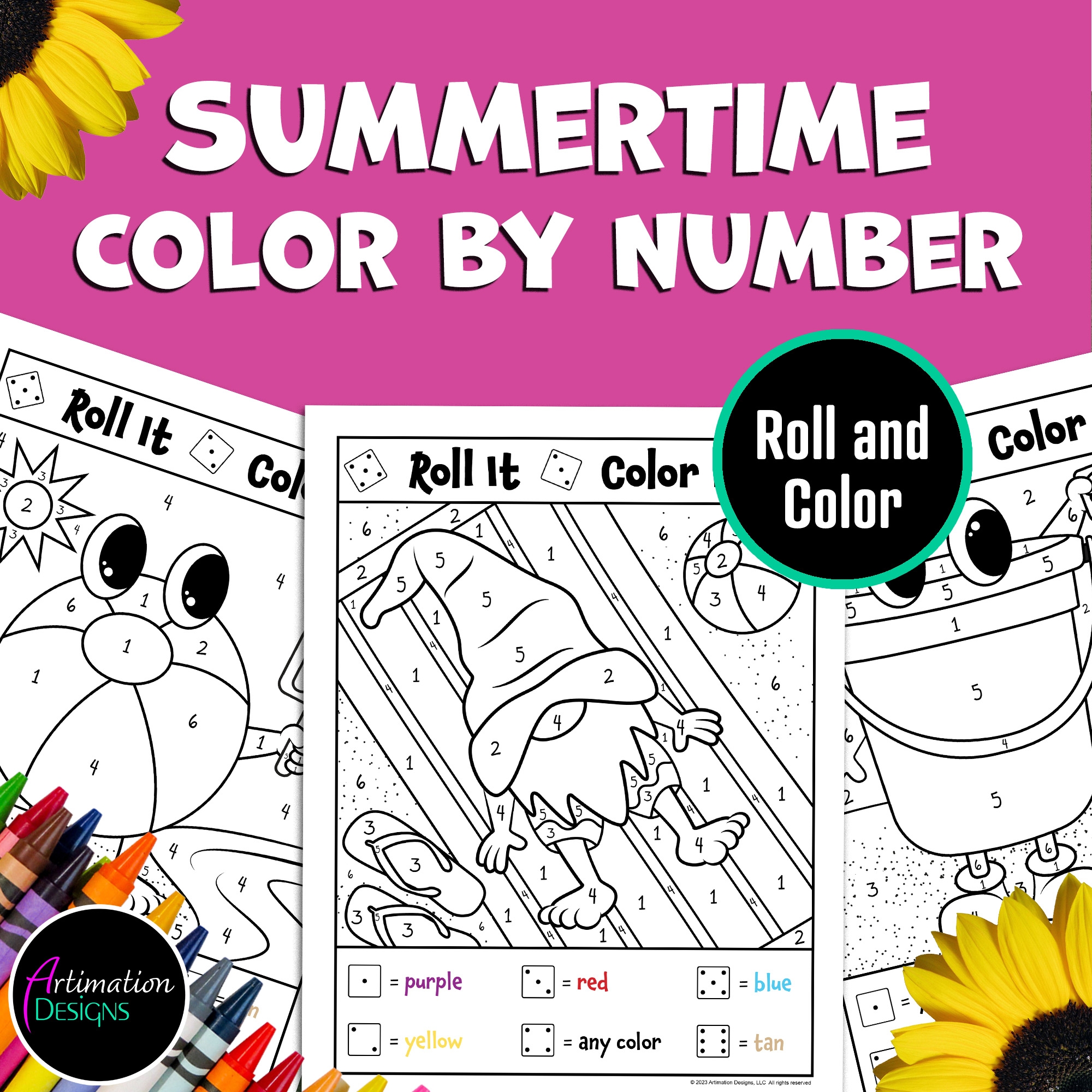 summertime color by number summertime color by number