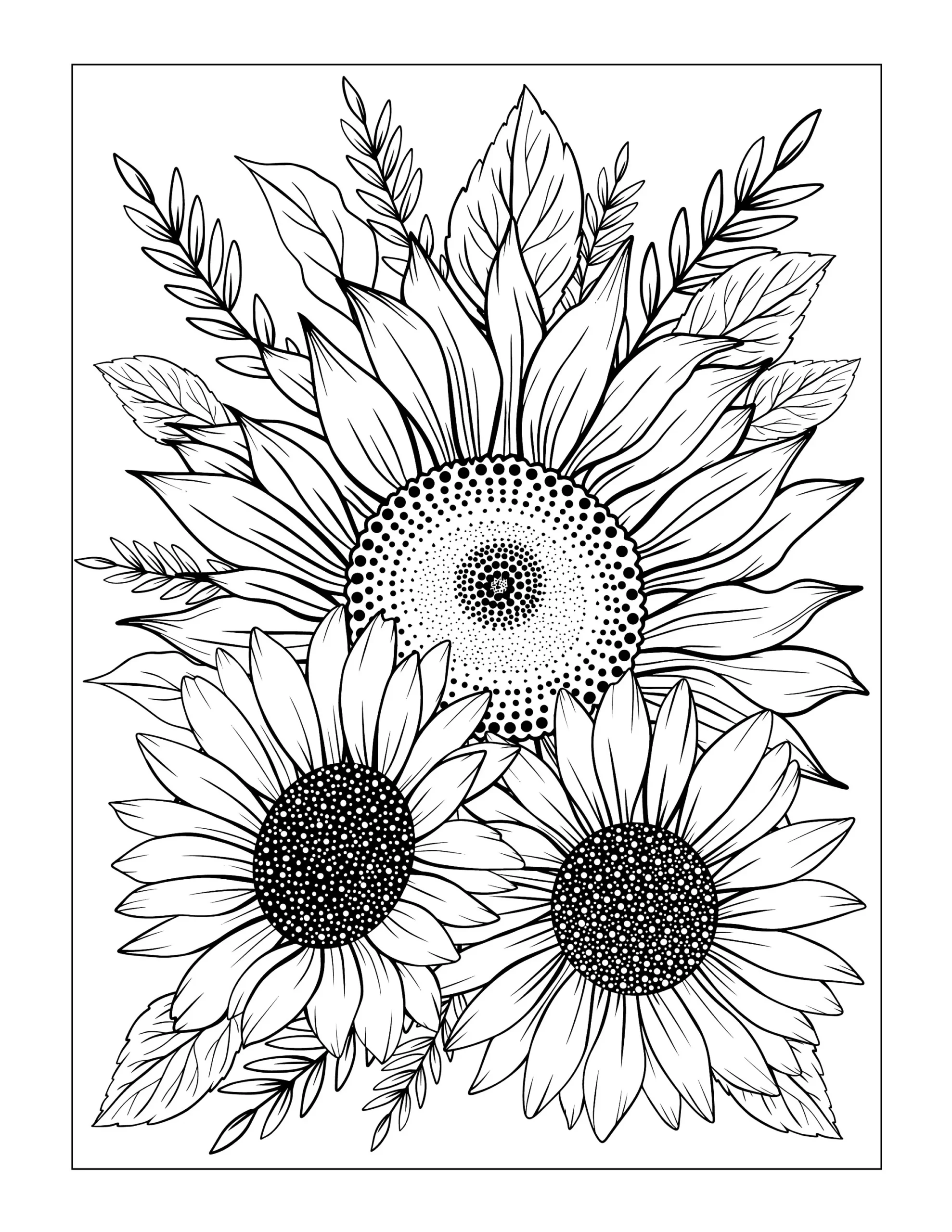 Sunflower Sunflower Colouring Sheet Sunflower Coloring Download Colouring Colour Therapy Etsy Israel