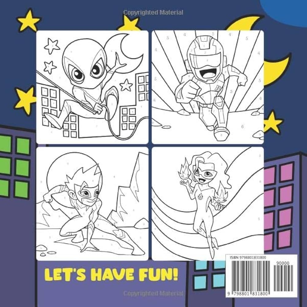 Superhero Color By Numbers For Kids Ages 4 8 30 Awesome Illustrations To Color In Color By Number Books For Kids Ages 4 8 Kiddo Happy 9798801831800 Amazon Books