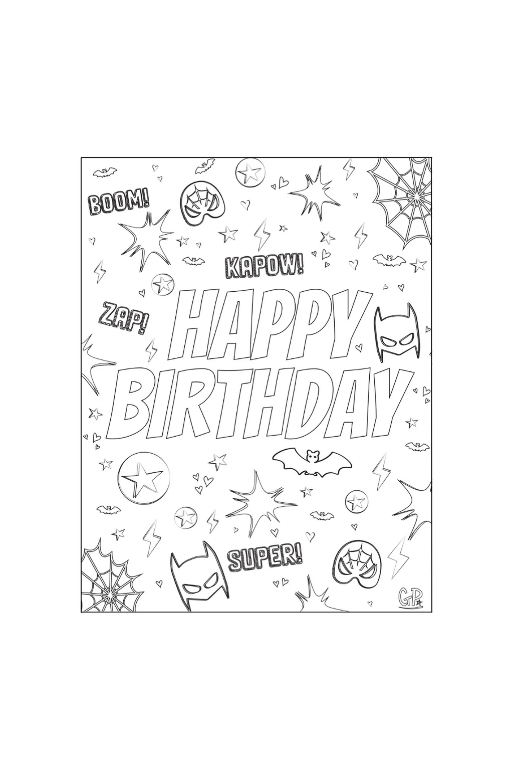 birthday card coloring page