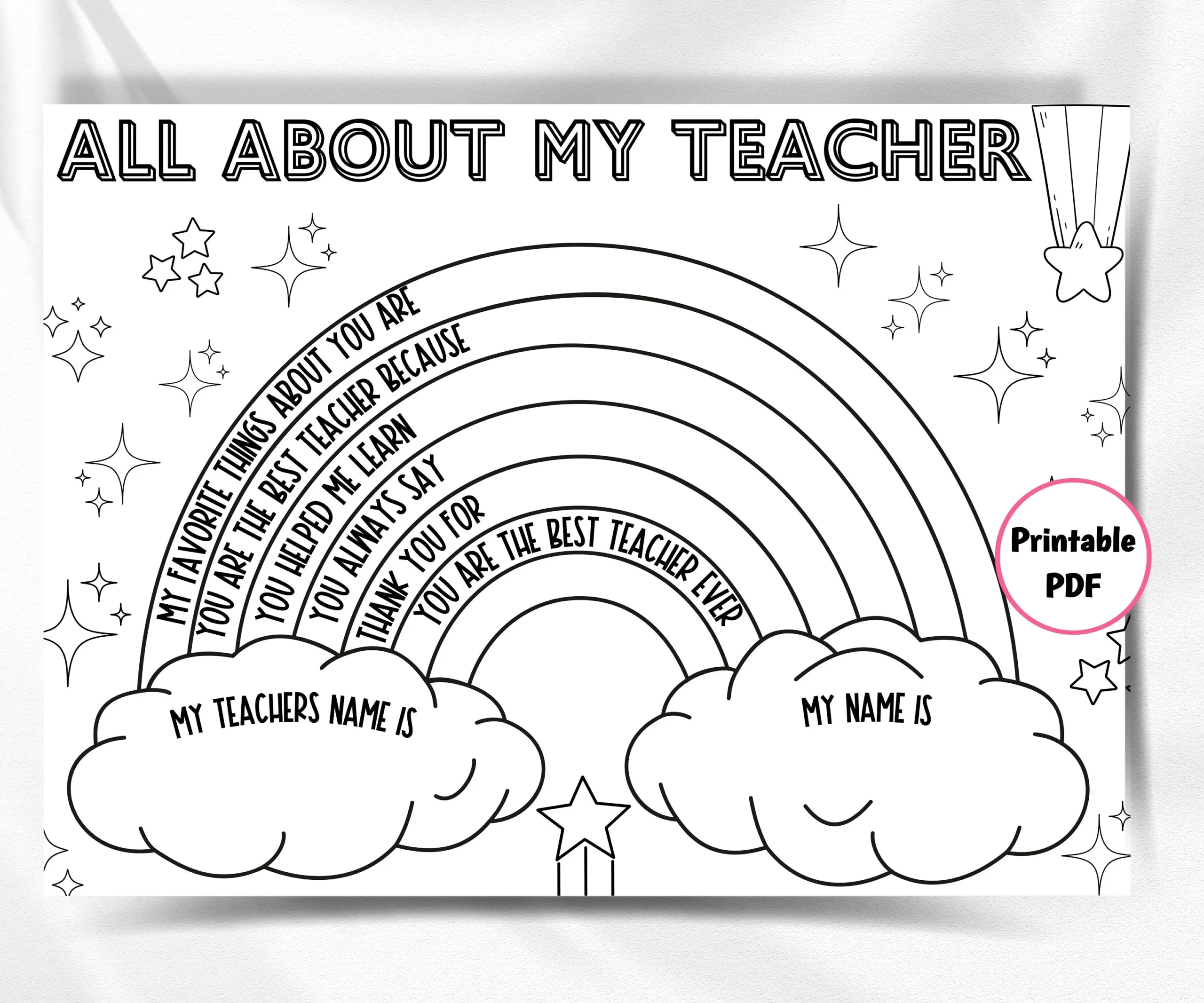 Teacher Thank You Fill In The Blanks I All About My Teacher I Homeschool Activity Back To School Teacher Survey The Hustling Cat Lady