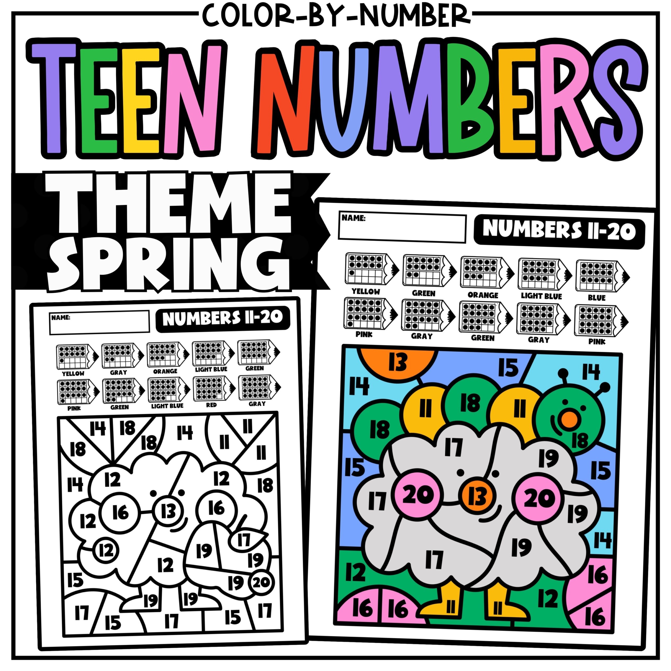 Teen Numbers No Prep Color by Number Coloring Activities For Kindergarten Classful Teen Numbers No Prep Color by Number Coloring Activities For Kindergarten Classful