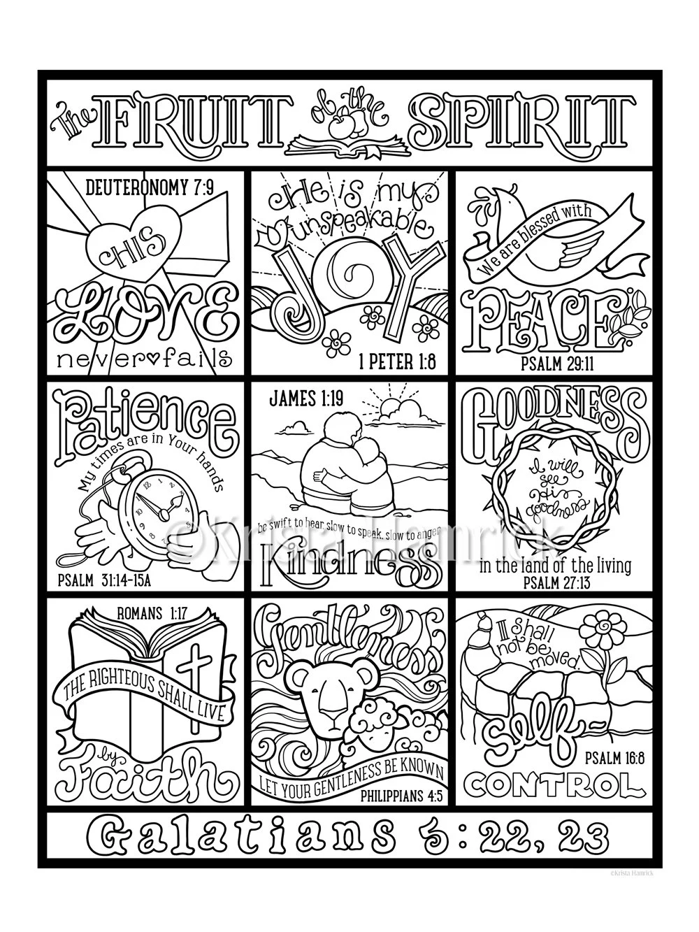 The Fruit Of The Spirit Coloring Page In Three Sizes 8 5X11 8X10 Suitable For Framing 6X8 For Bible Journaling Tip in Etsy