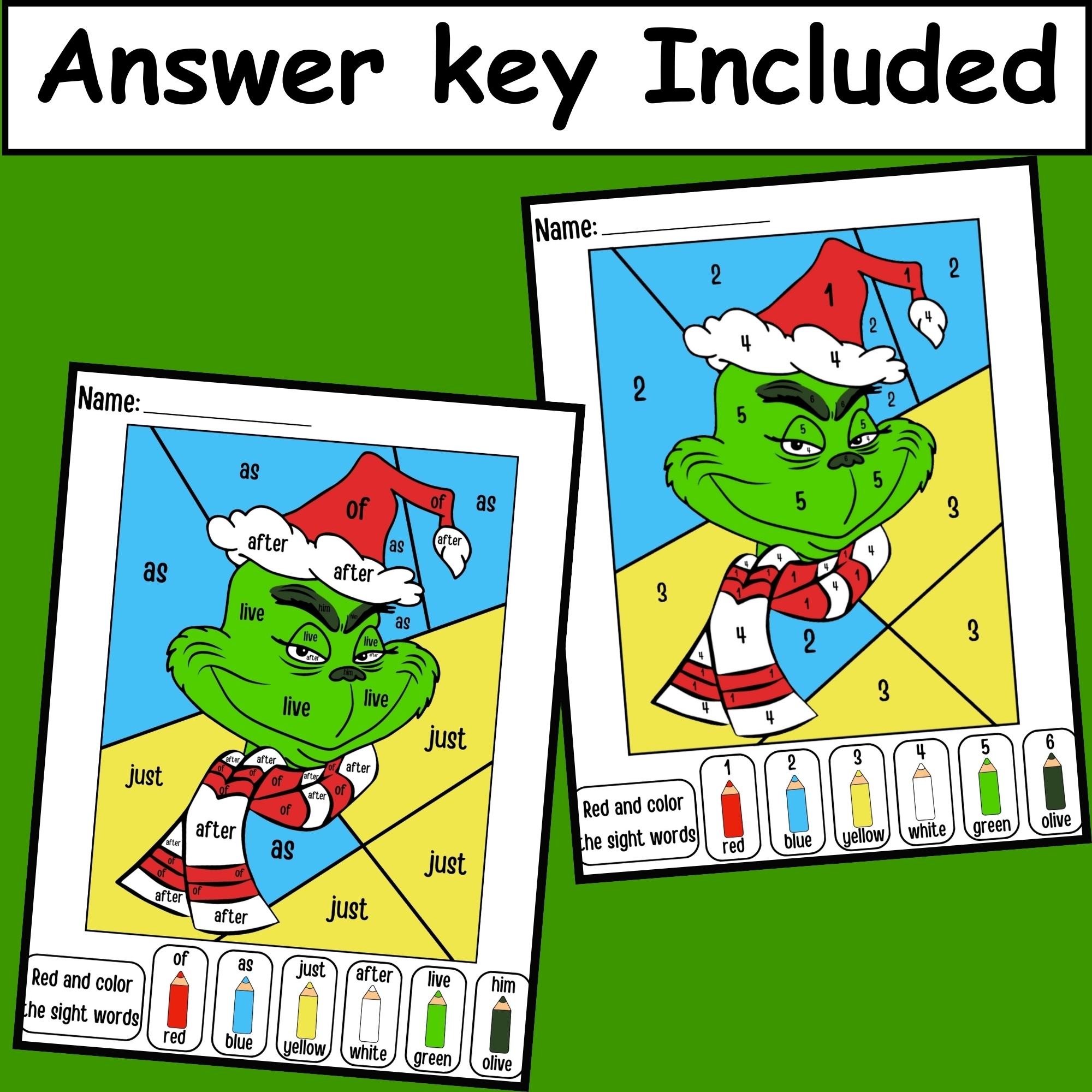 grinch color by number grinch color by number