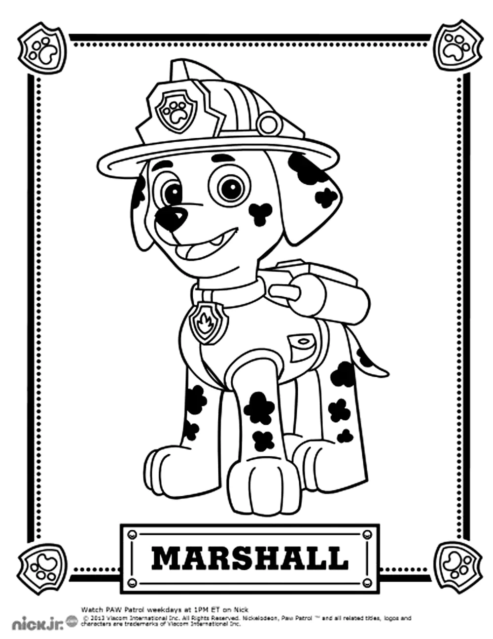 The Handsome Dalmatian Marcus Marshall Paw Patrol Coloring Pages