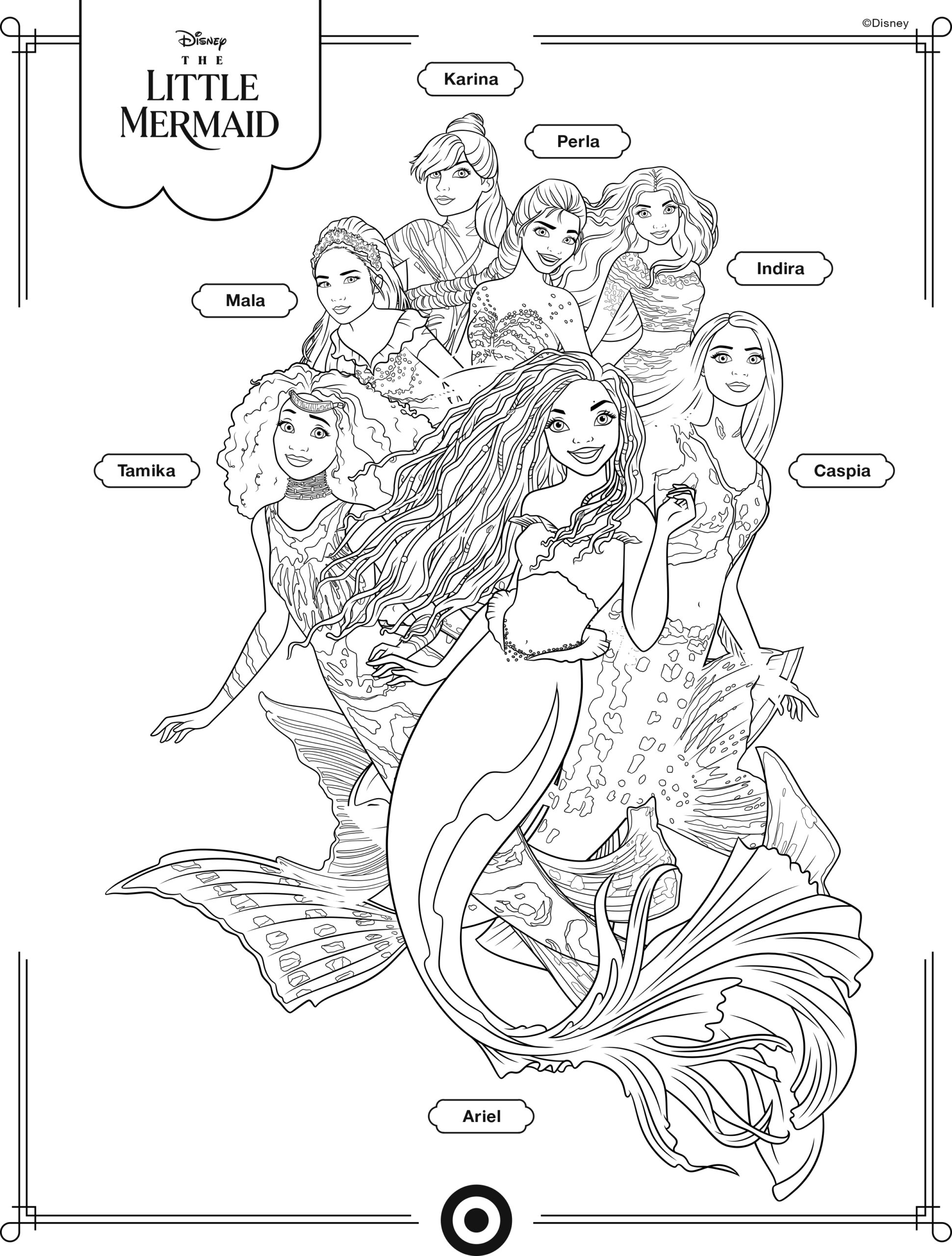 colouring pages little mermaid