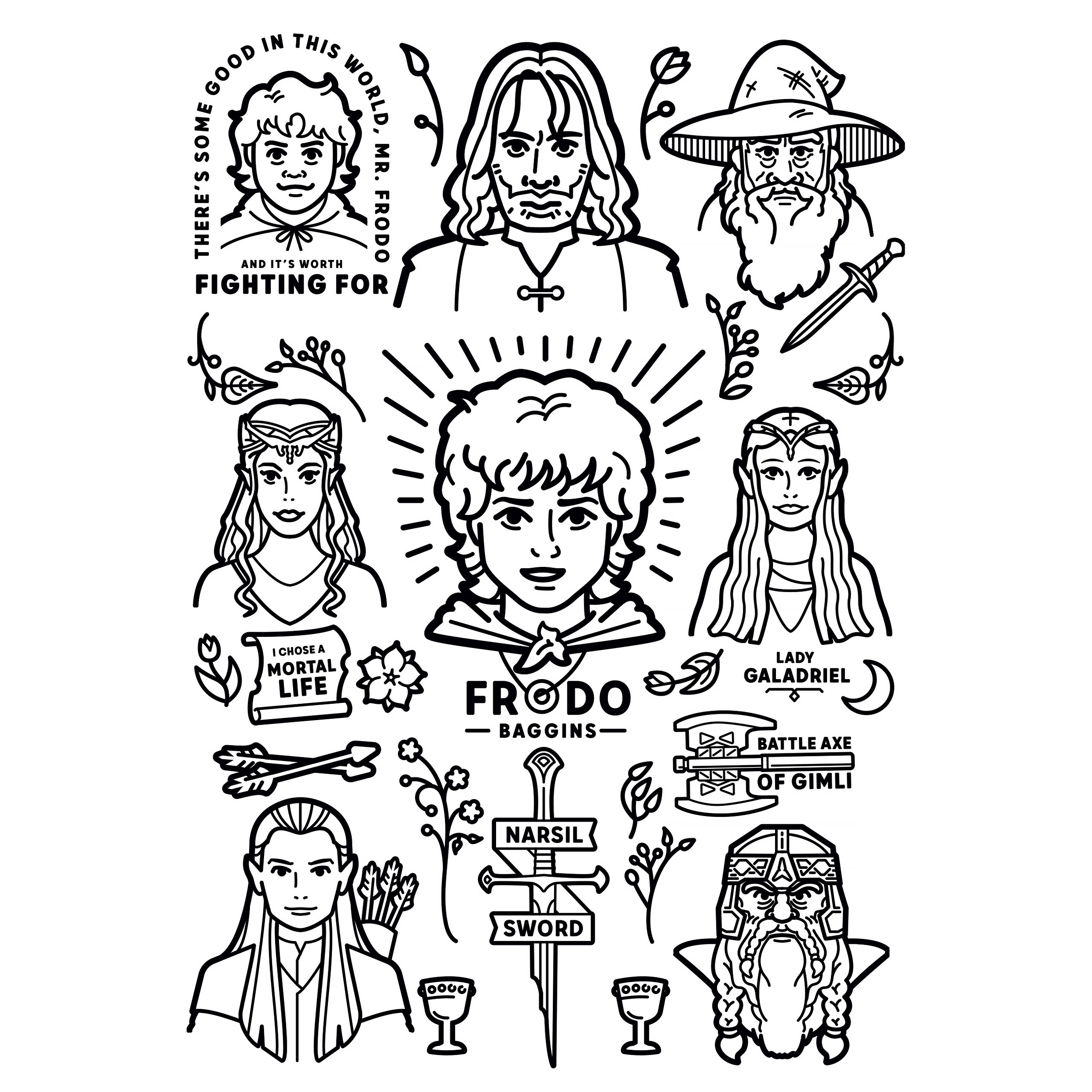 The Lord Of The Rings The Fellowship Pencil Box 12 Piece Set With 2 Coloring Pages Elbenwald