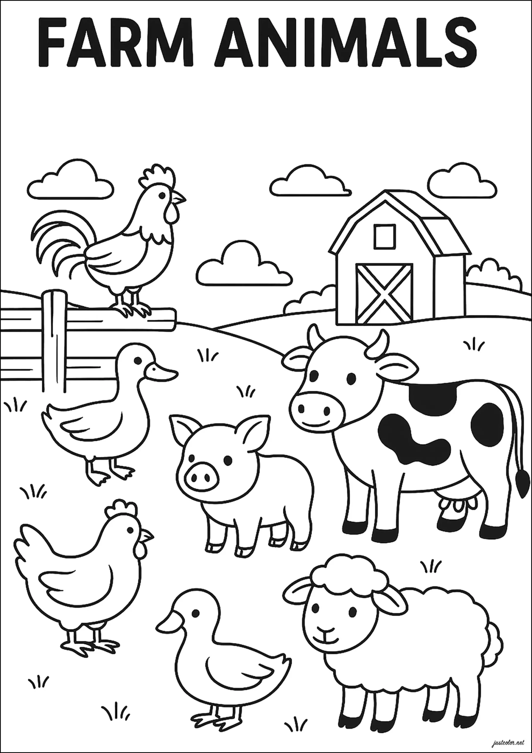 The Main Farm Animals Farm Coloring Pages The Main Farm Animals Farm Coloring Pages