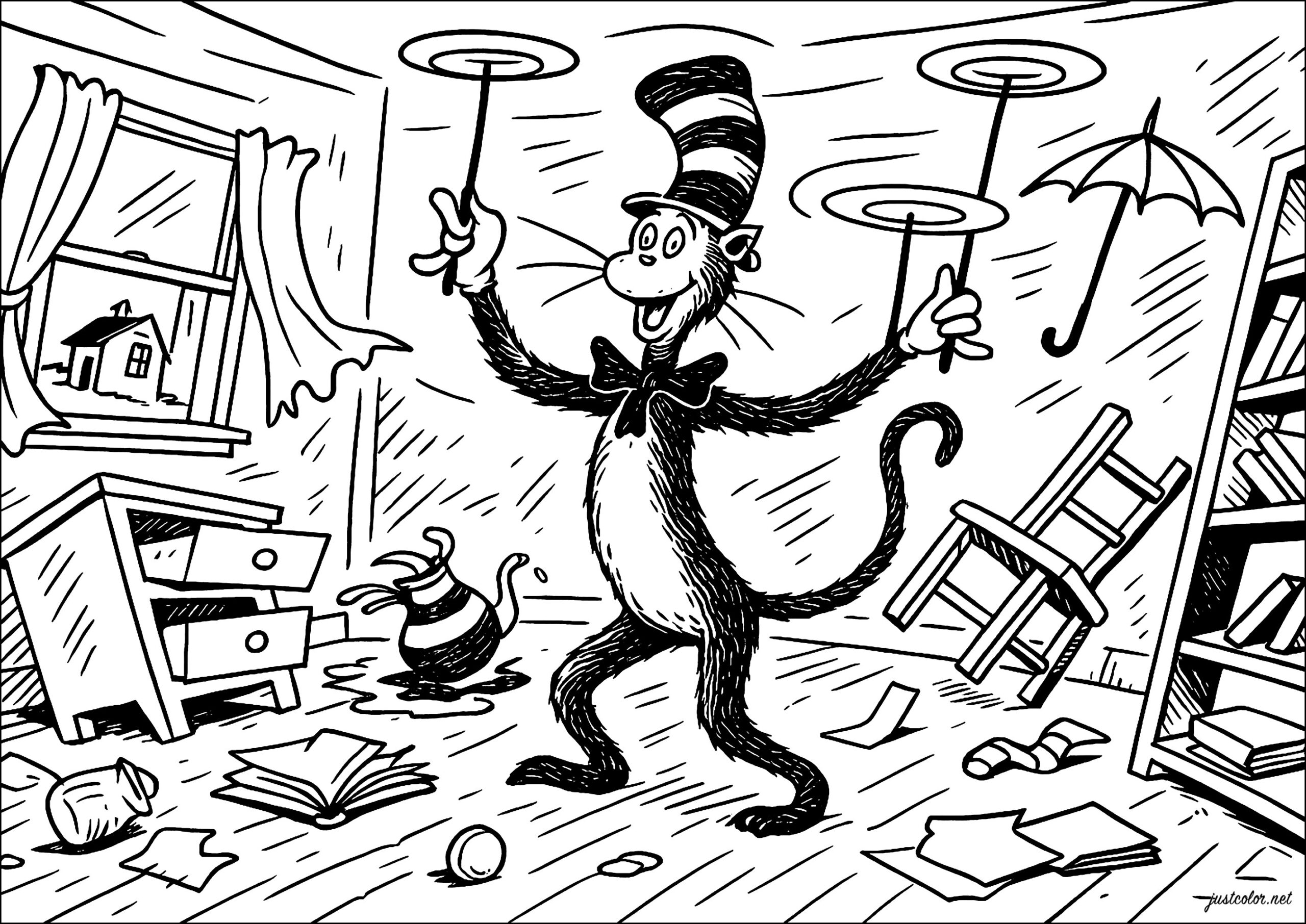 The Prankster Cat The Cat In The Hat Coloring Pages