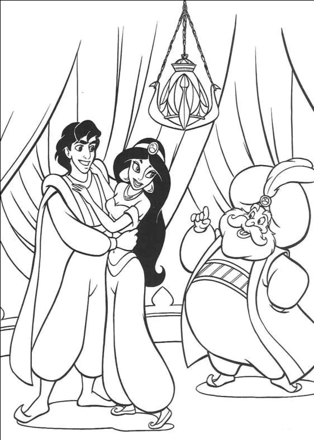 The Prince And The Princess Aladdin Coloring Pages