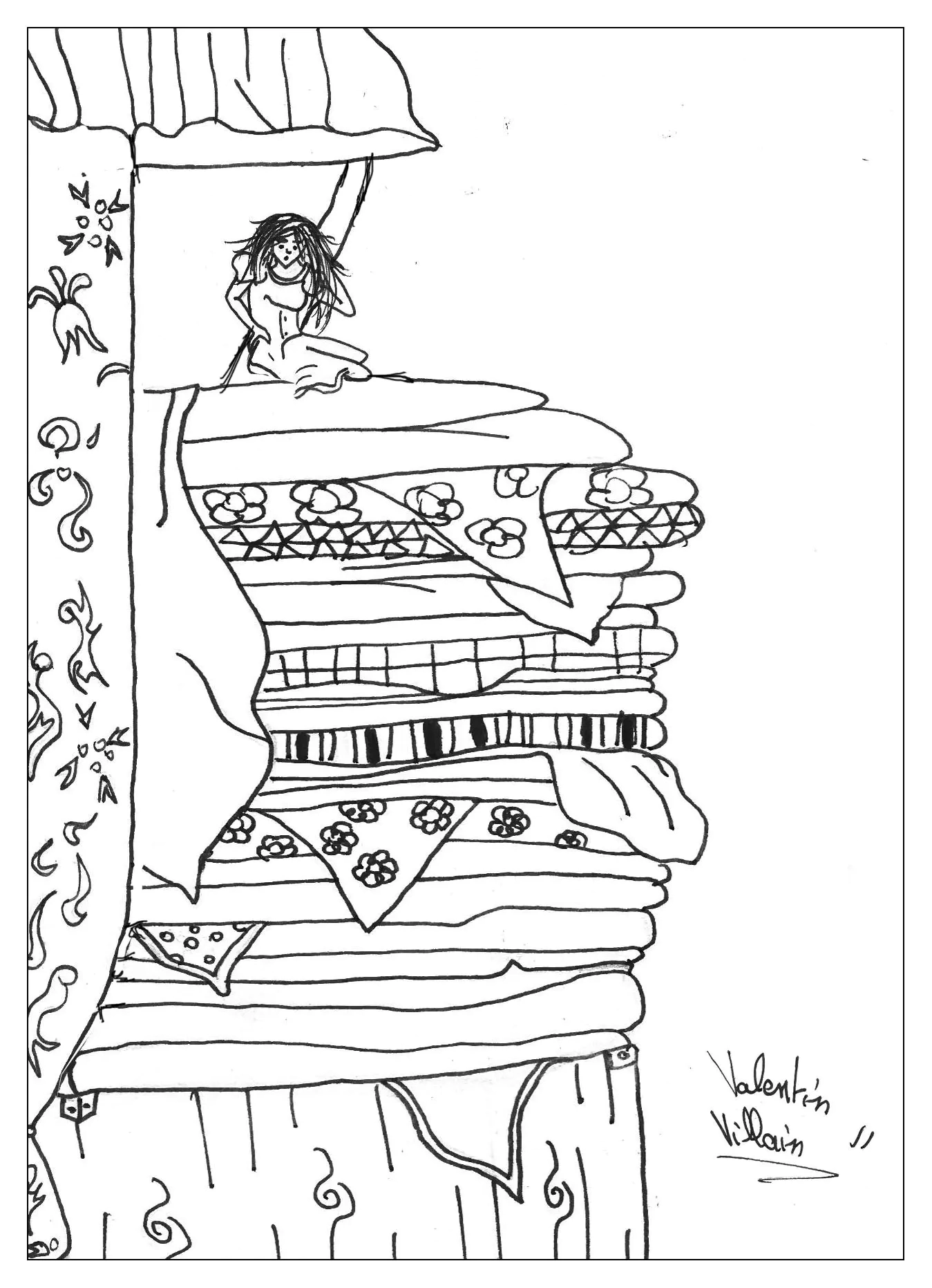 The Princess And The Pea Tale Coloring Pages For Kids