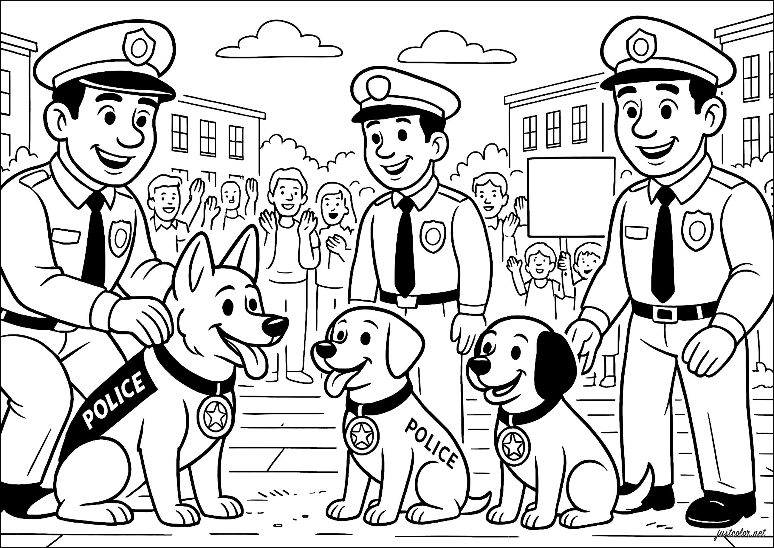 The Team Of Four legged Heroes Police Coloring Pages