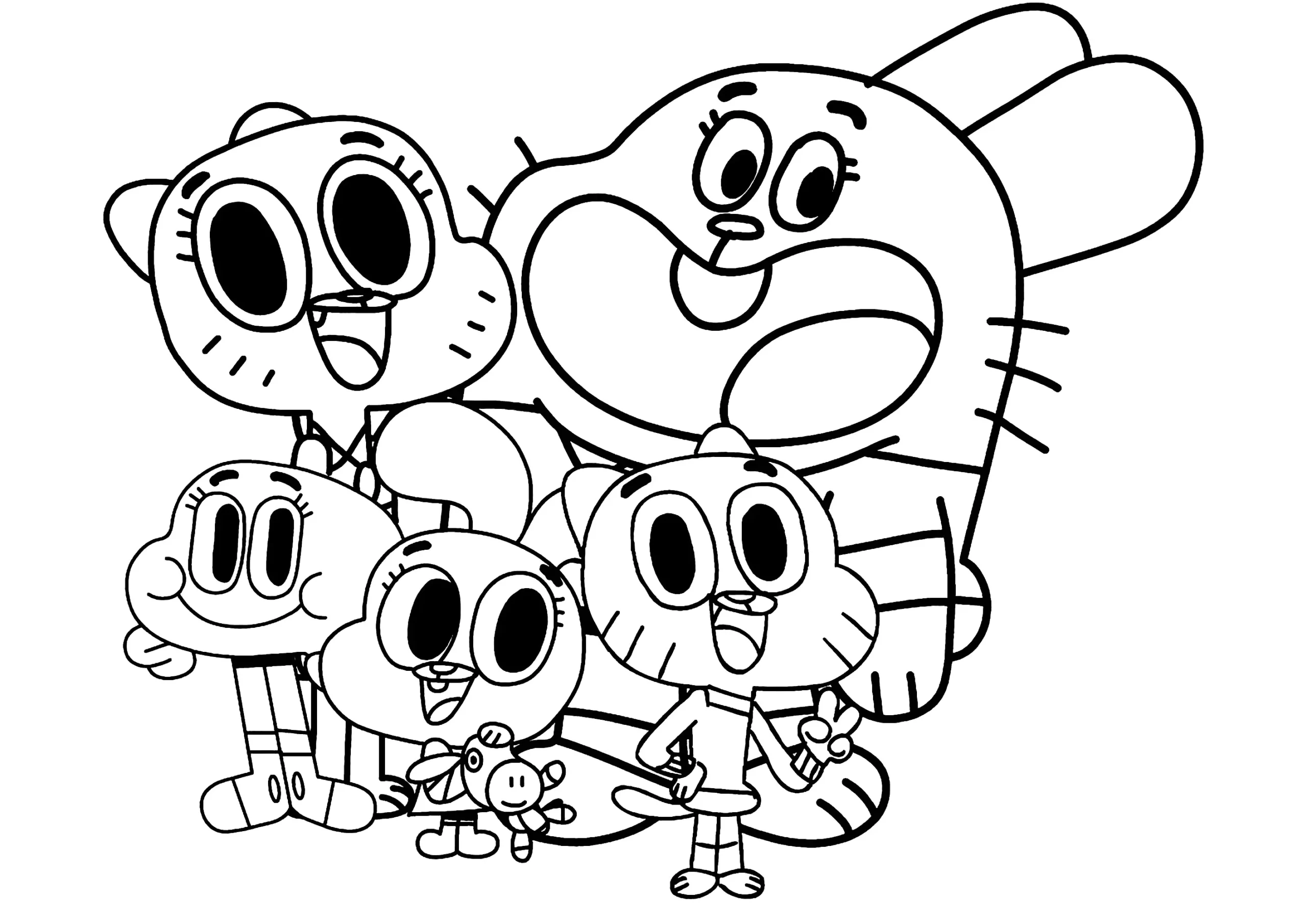 The Whole Family The Amazing World Of Gumball Coloring Pages