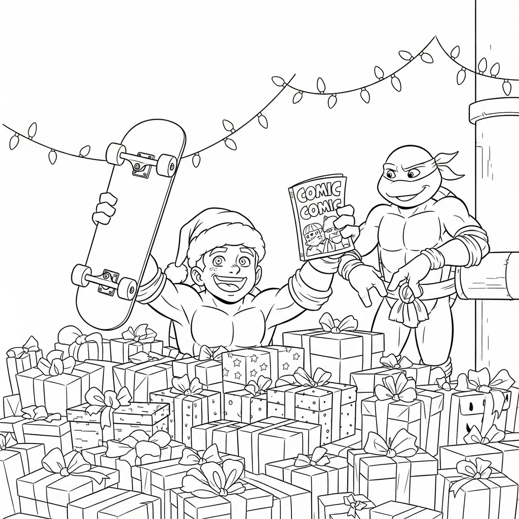TMNT Christmas Gift Pile Coloring app TMNT Christmas Gift Pile Coloring app