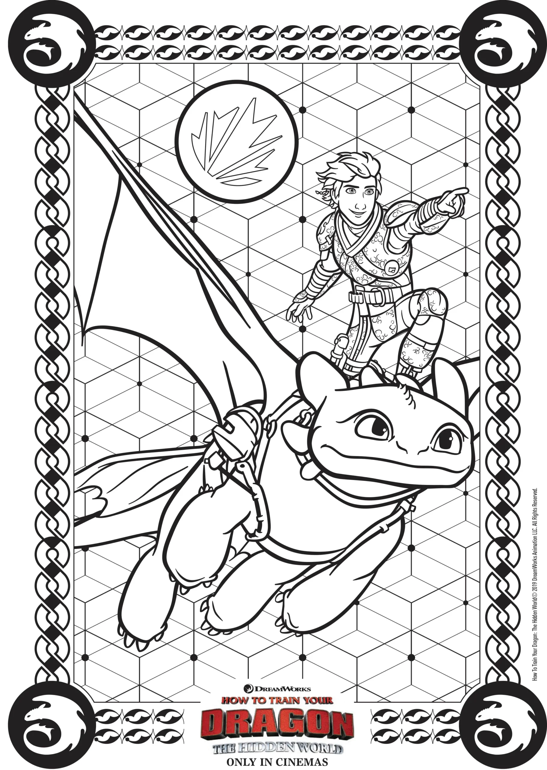 Toothless In Flight With Hiccup How To Train Your Dragon 3 Coloring Pages
