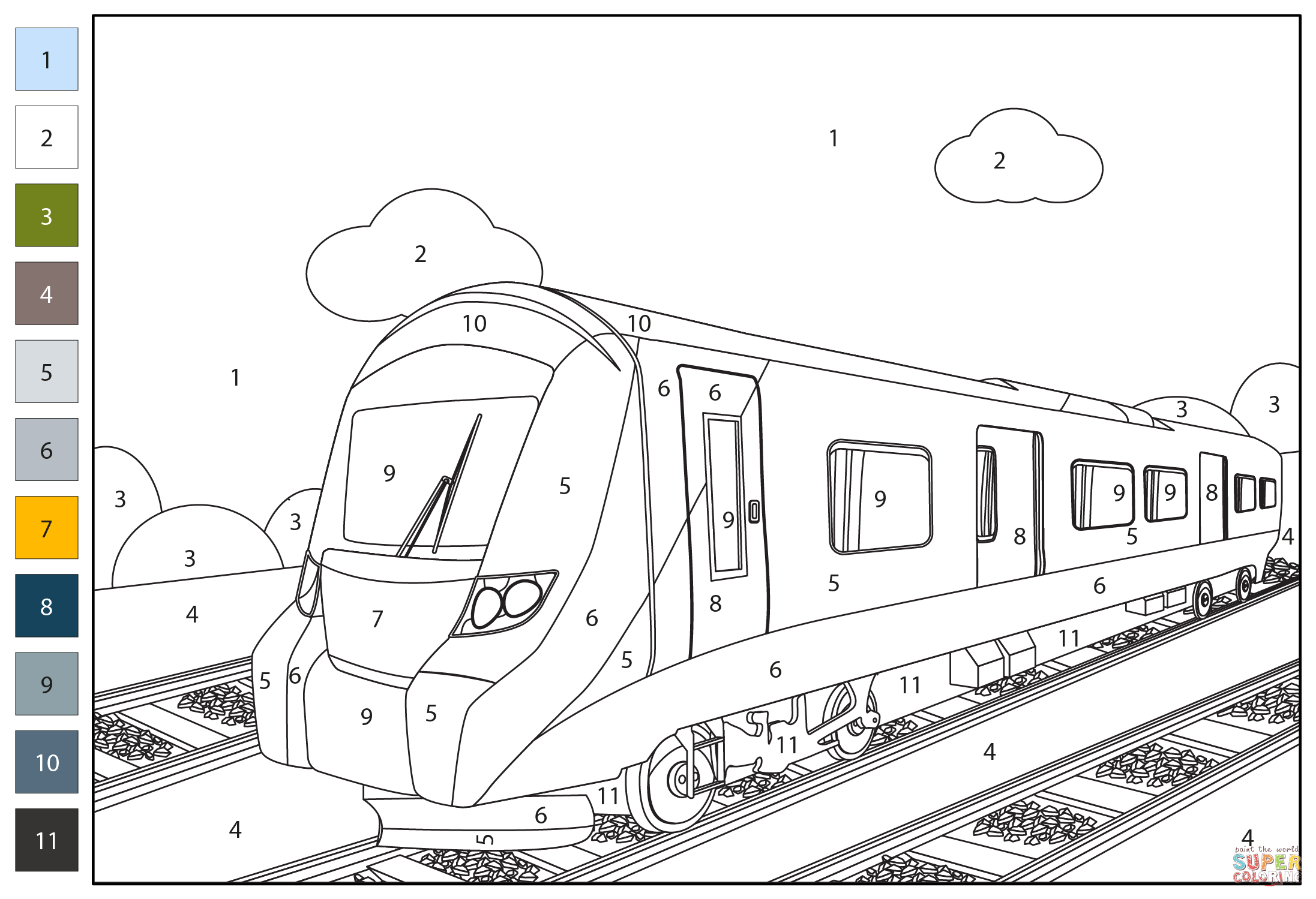 Train Color By Number Coloring Page Free Printable
