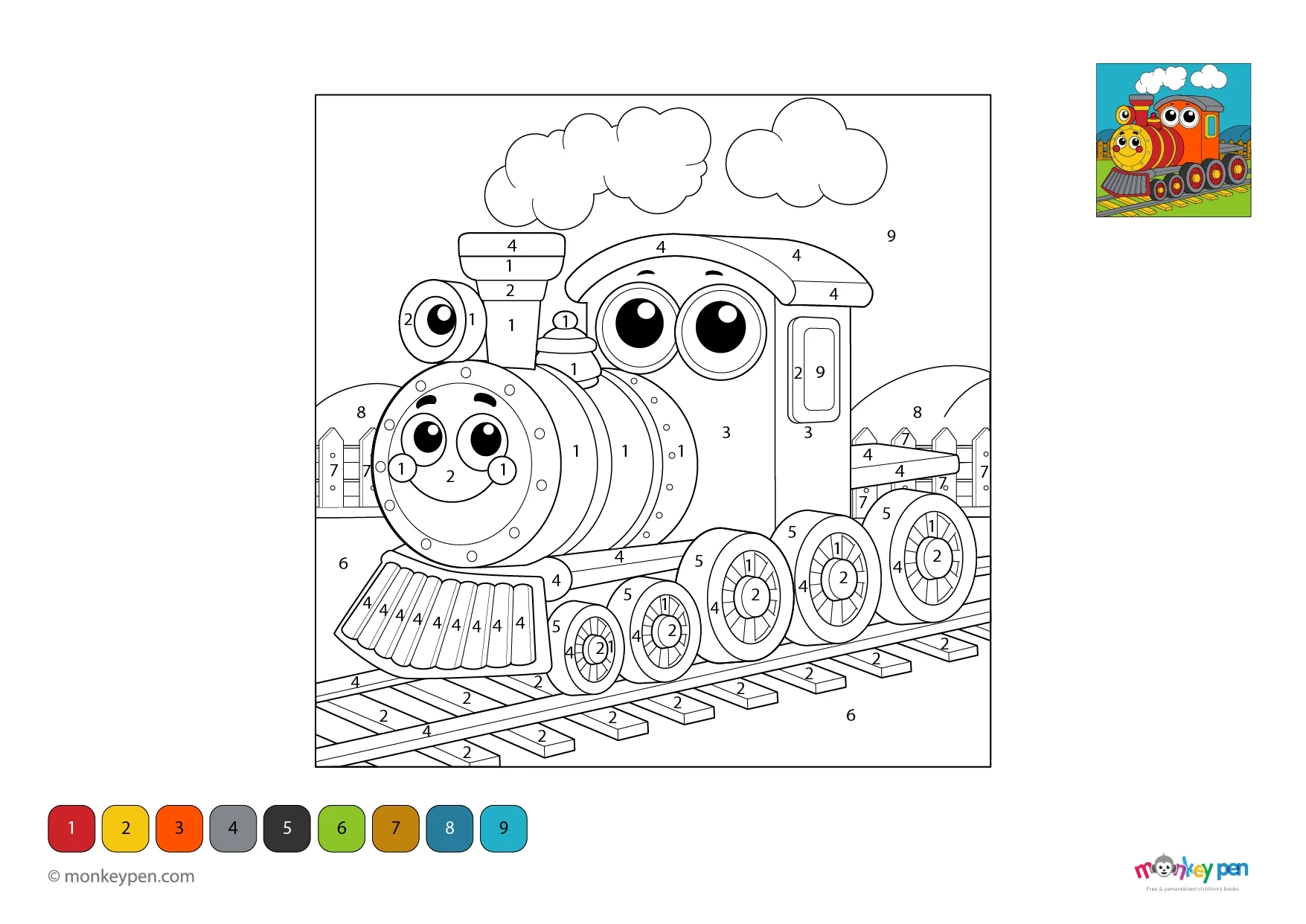 Train Color By Number Free Coloring Pages For Children