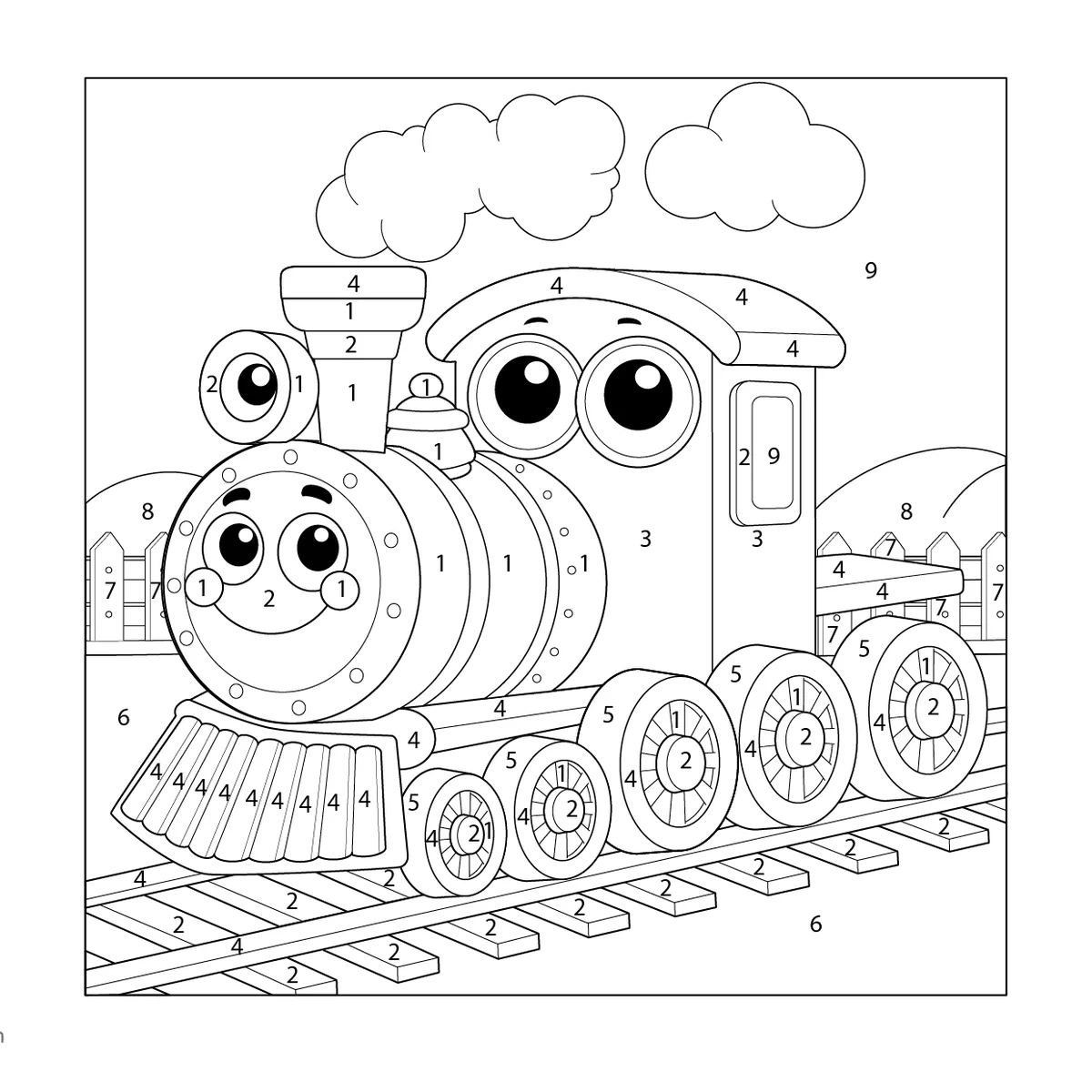 Train Color By Number Free Coloring Pages For Children