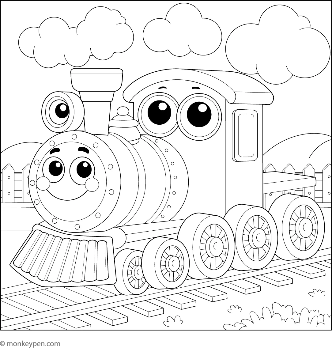 coloring book pages of trains