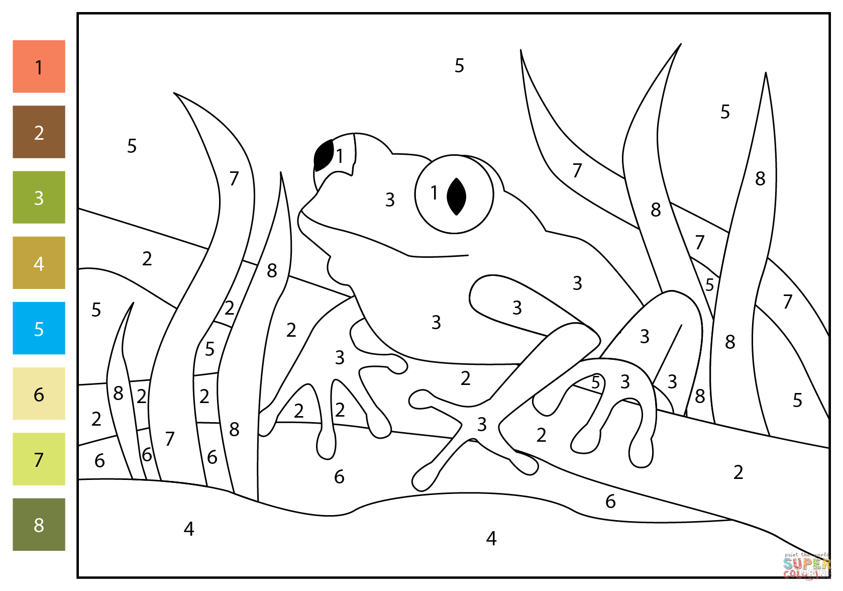Tree Frog Color By Number Coloring Page Free Printable Tree Frog Color By Number Coloring Page Free Printable