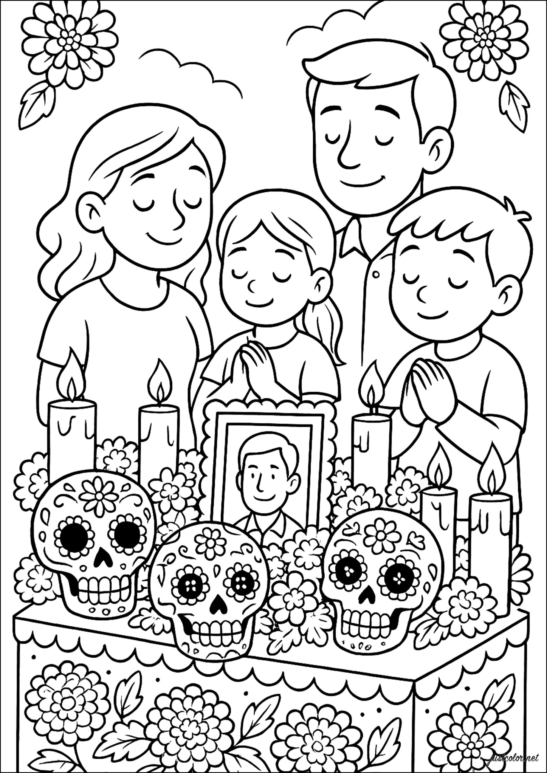 dia de los muertos coloring pages