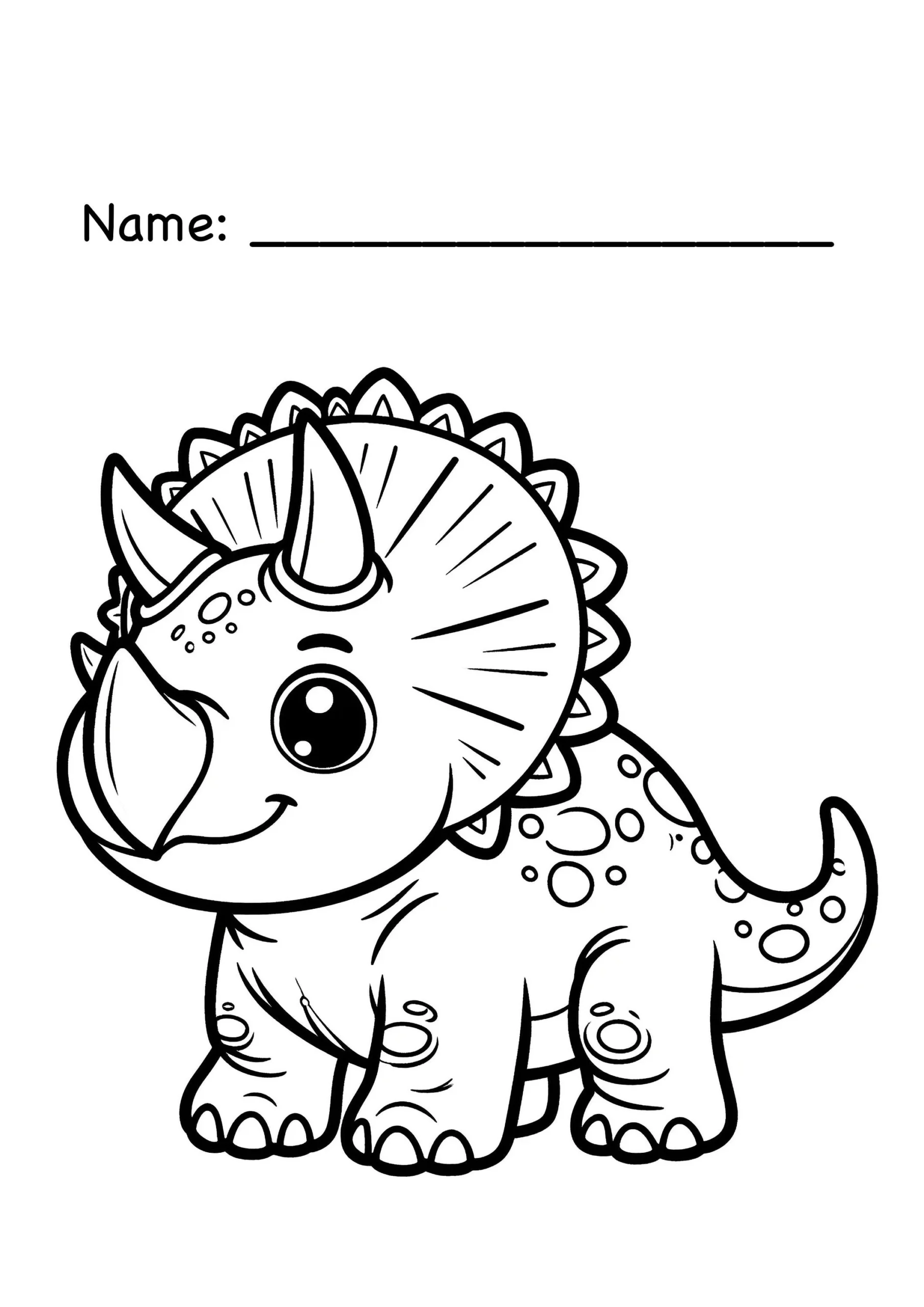 Triceratops Educational Children s Colouring Page Etsy