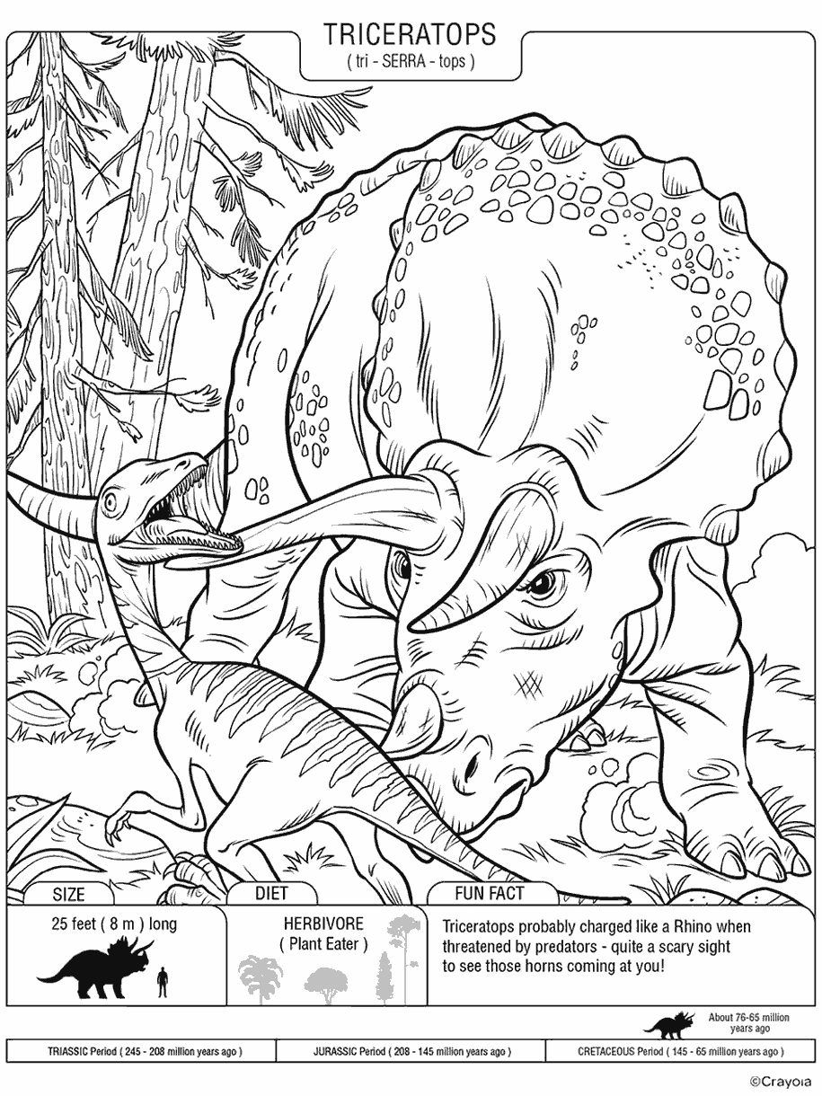 Triceratops Free Coloring Page