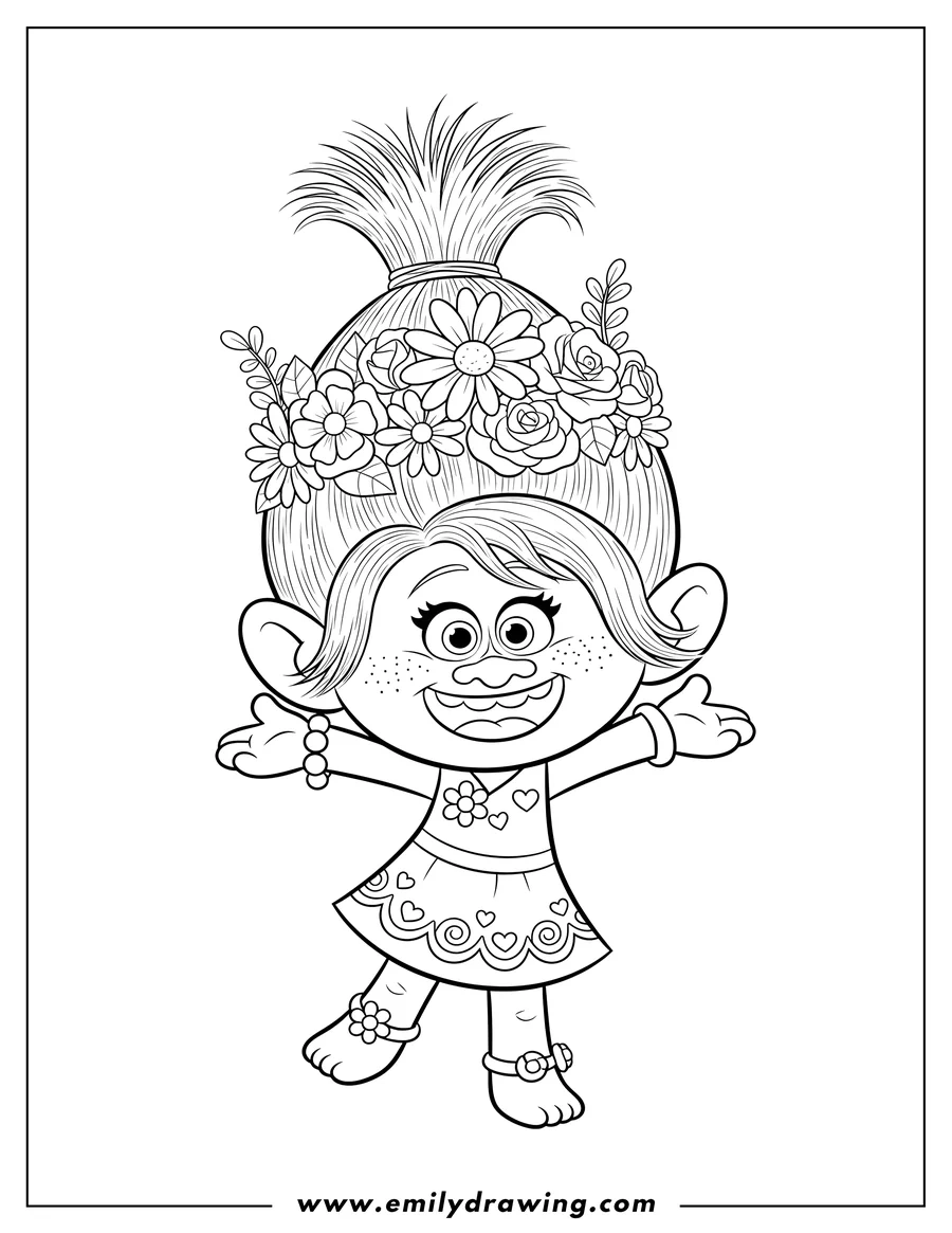 princess poppy coloring page