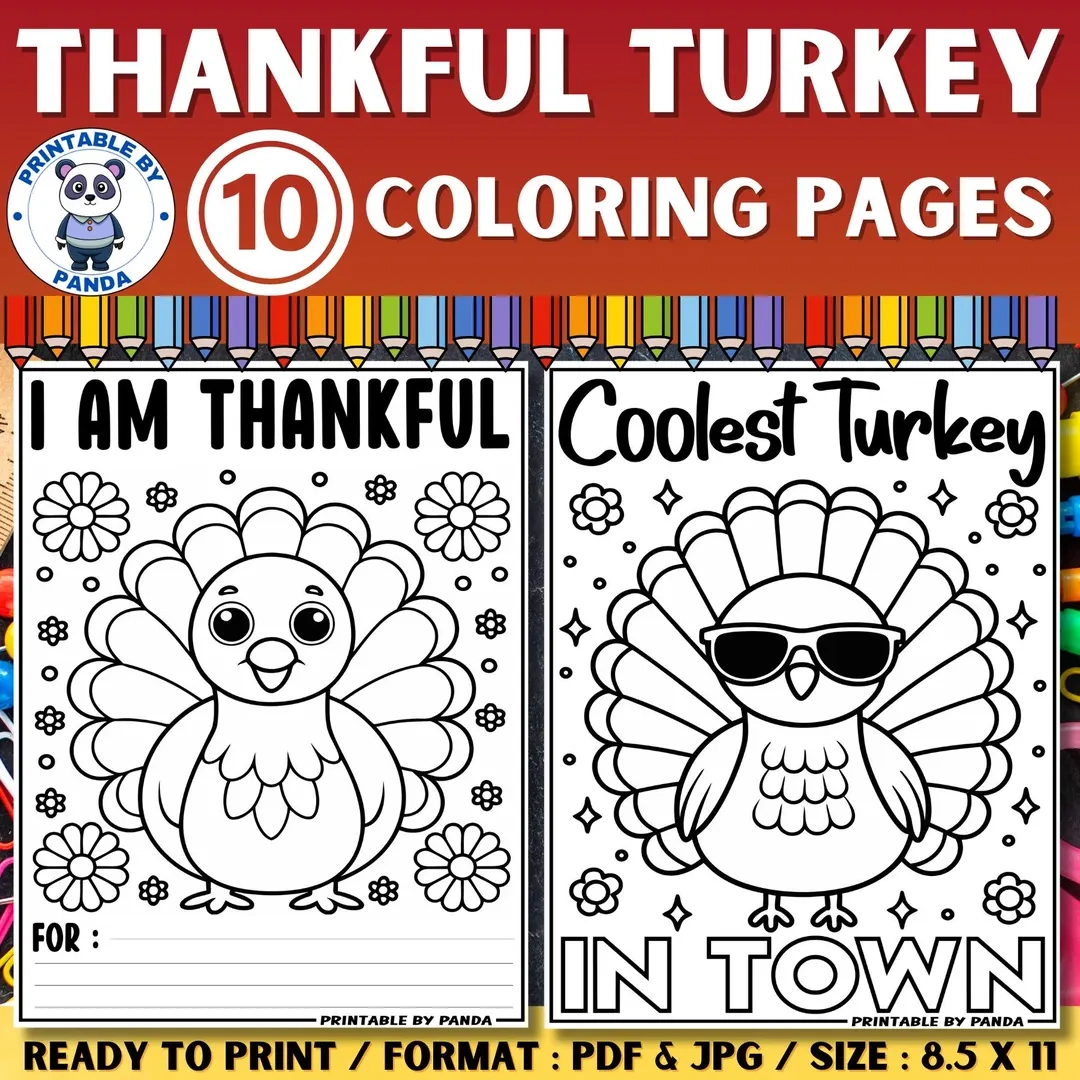 Turkey Thanksgiving Coloring Pages Gratitude Activities PDF JPG Etsy Turkey Thanksgiving Coloring Pages Gratitude Activities PDF JPG Etsy