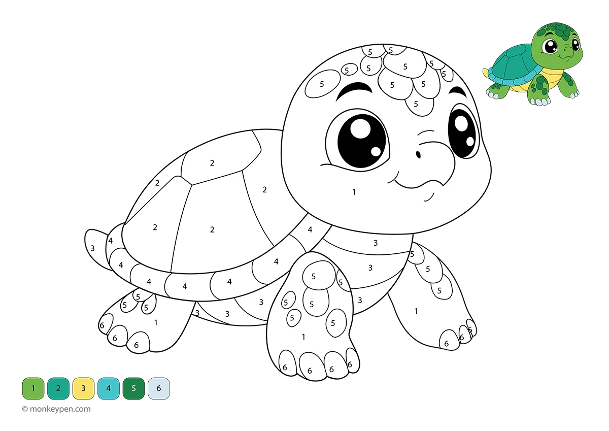 Turtle Color By Number Printable Printable PDF For Kids Turtle Color By Number Printable Printable PDF For Kids