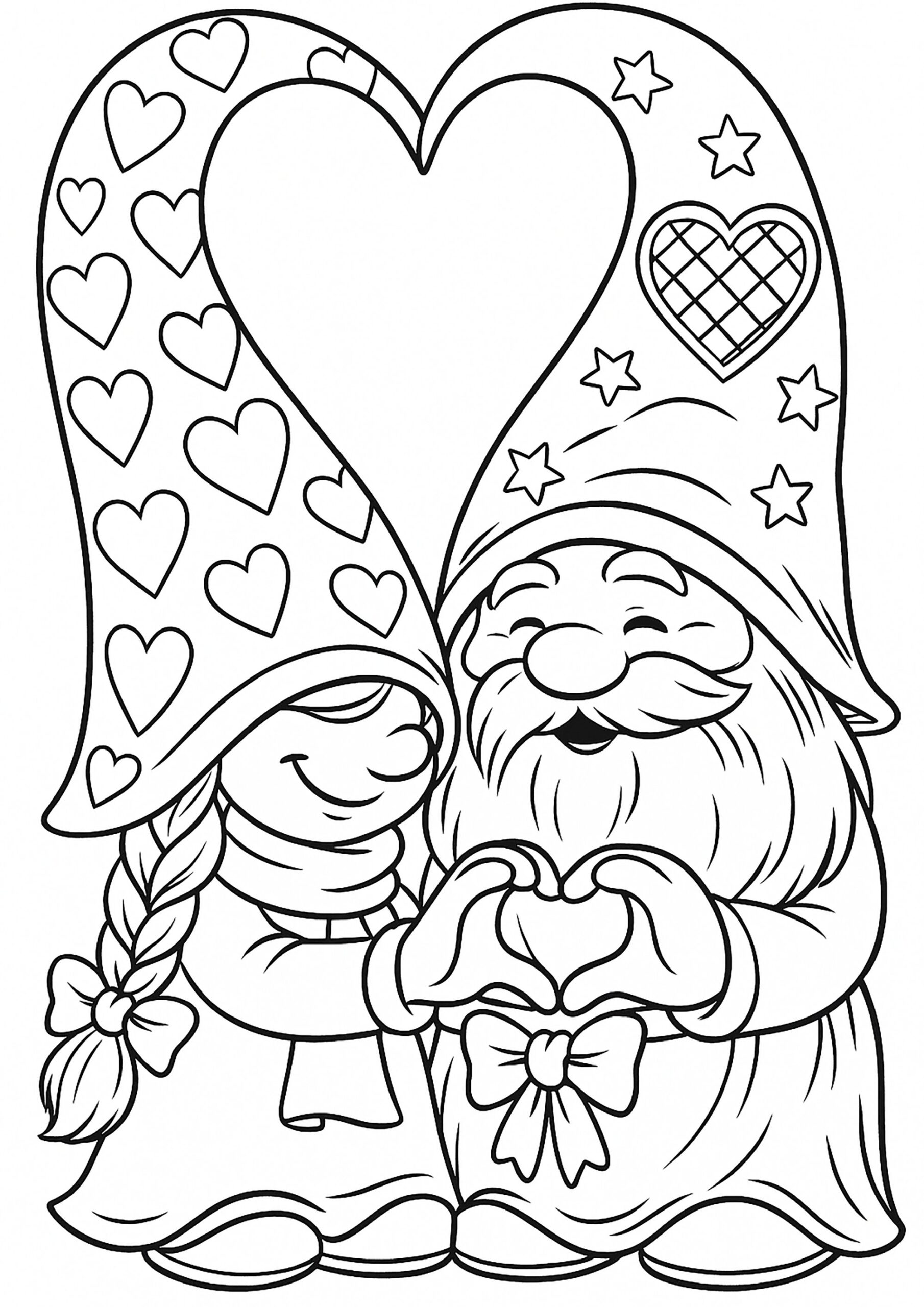 Two Elves In Love Valentines Day Coloring Pages For Kids