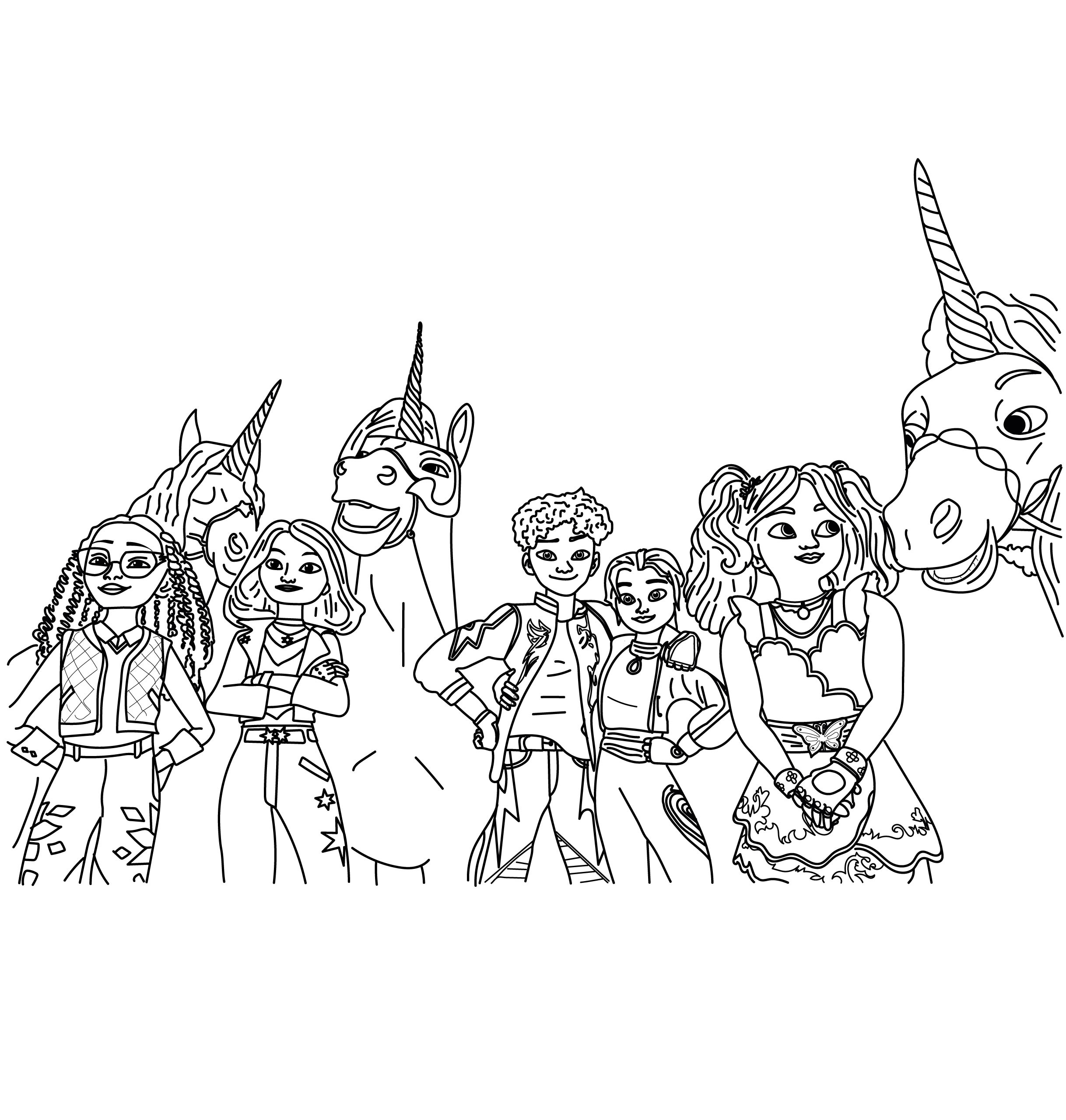 Unicorn Academy Coloring Page The Team But Who Is Missing Color Palette
