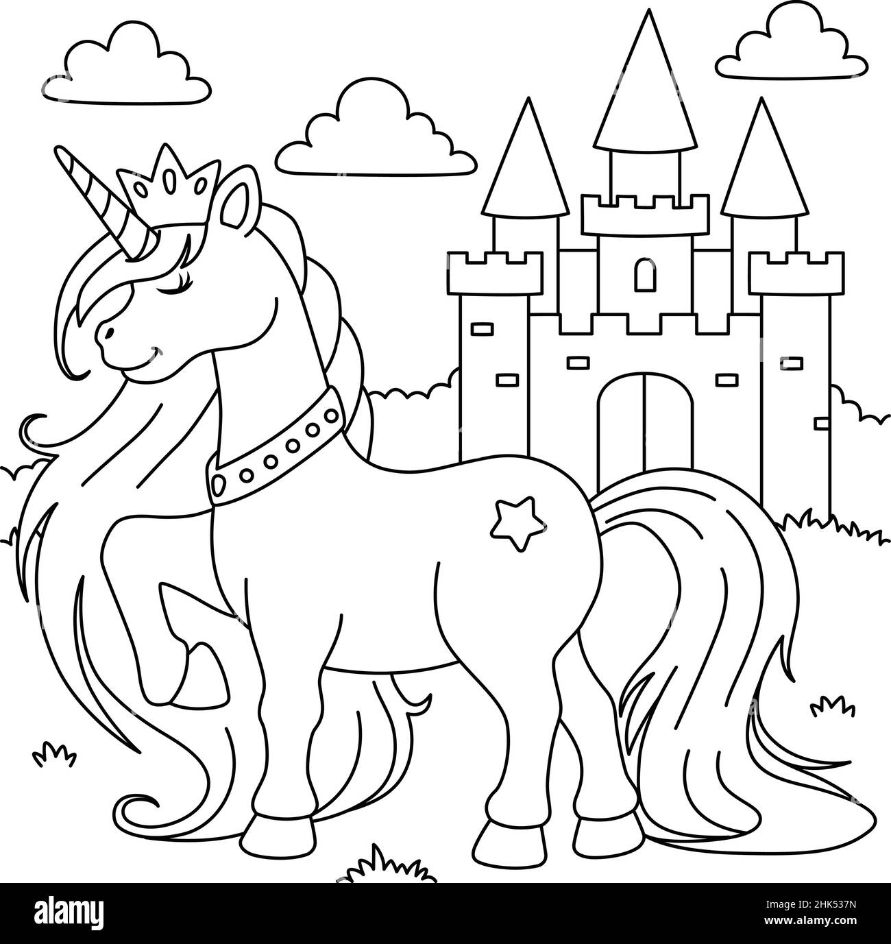 unicorn and princess coloring pages