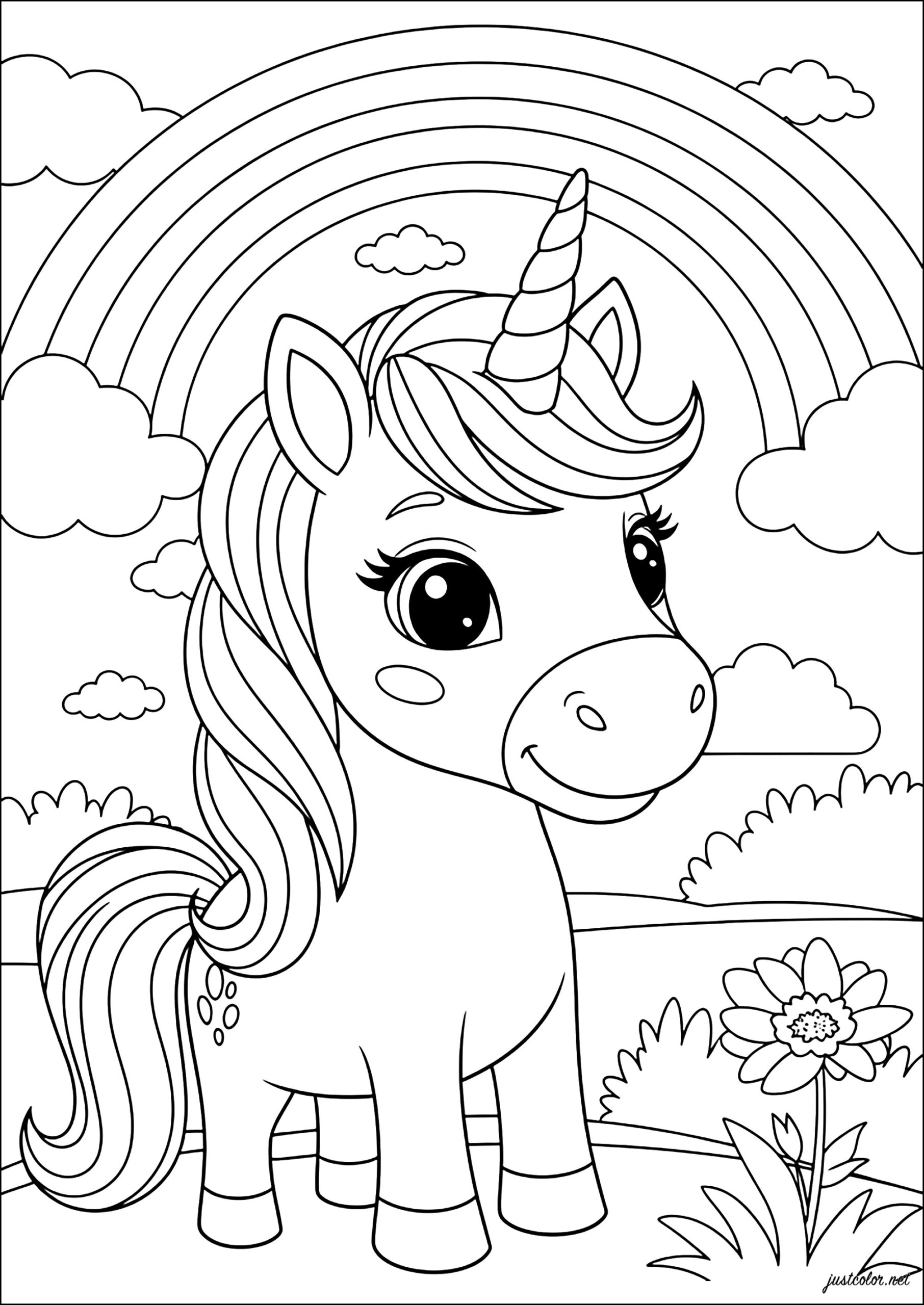 Unicorn Under A Rainbow Unicorn Coloring Pages Unicorn Under A Rainbow Unicorn Coloring Pages