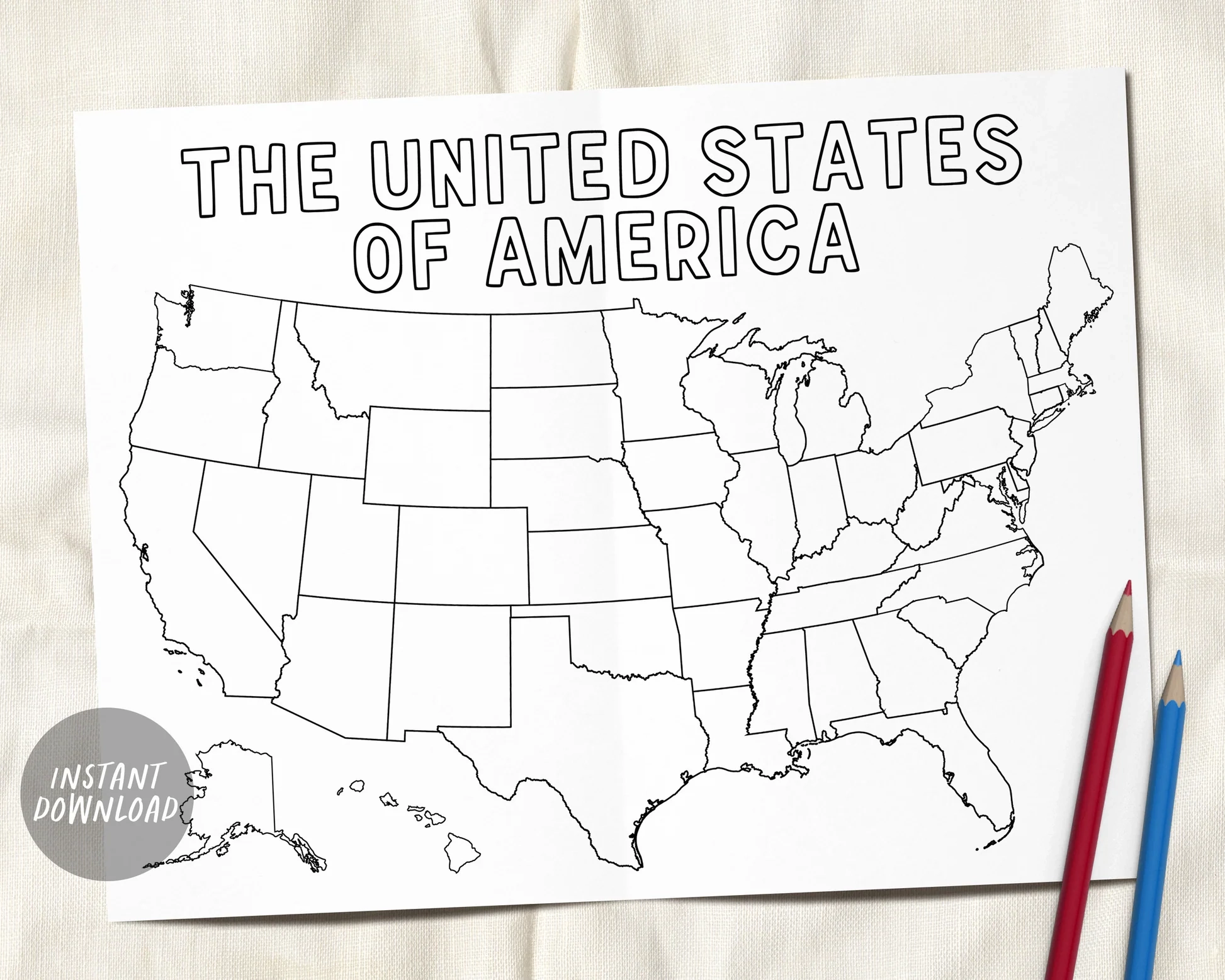 coloring sheet of the united states